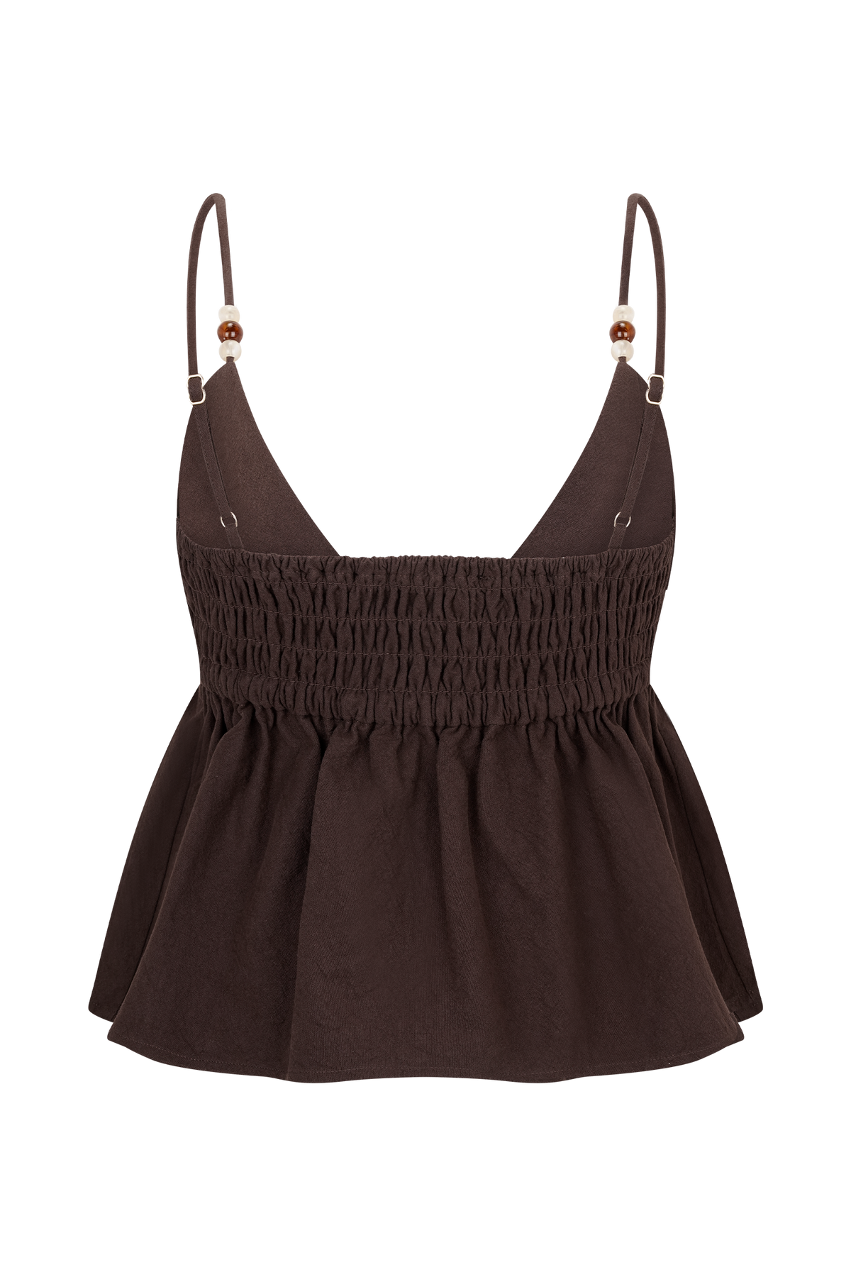 Janayia Cotton Beaded Top - Dark Espresso