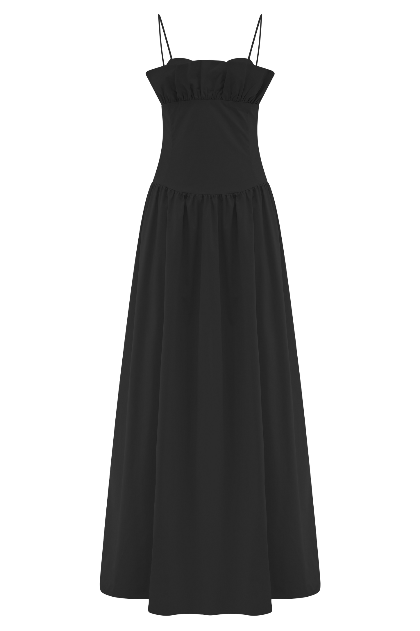 Janis Cotton Frill Maxi Dress - Black