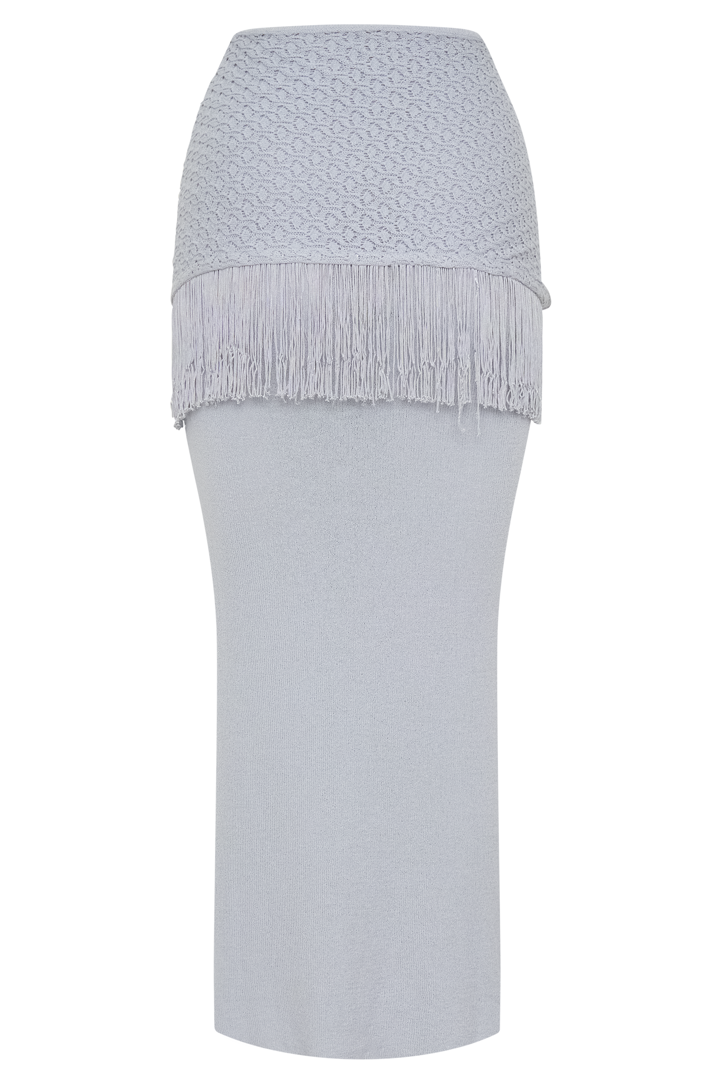 Jaytee Knit Maxi Skirt With Fringe Tie - Sky Blue
