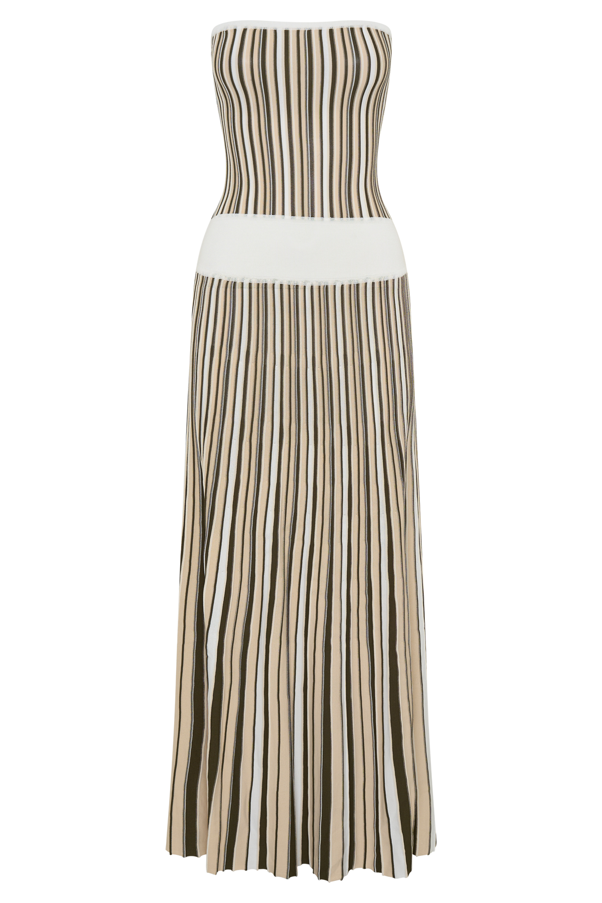 Joyce Stripe Maxi Knit Dress - Khaki/Ivory