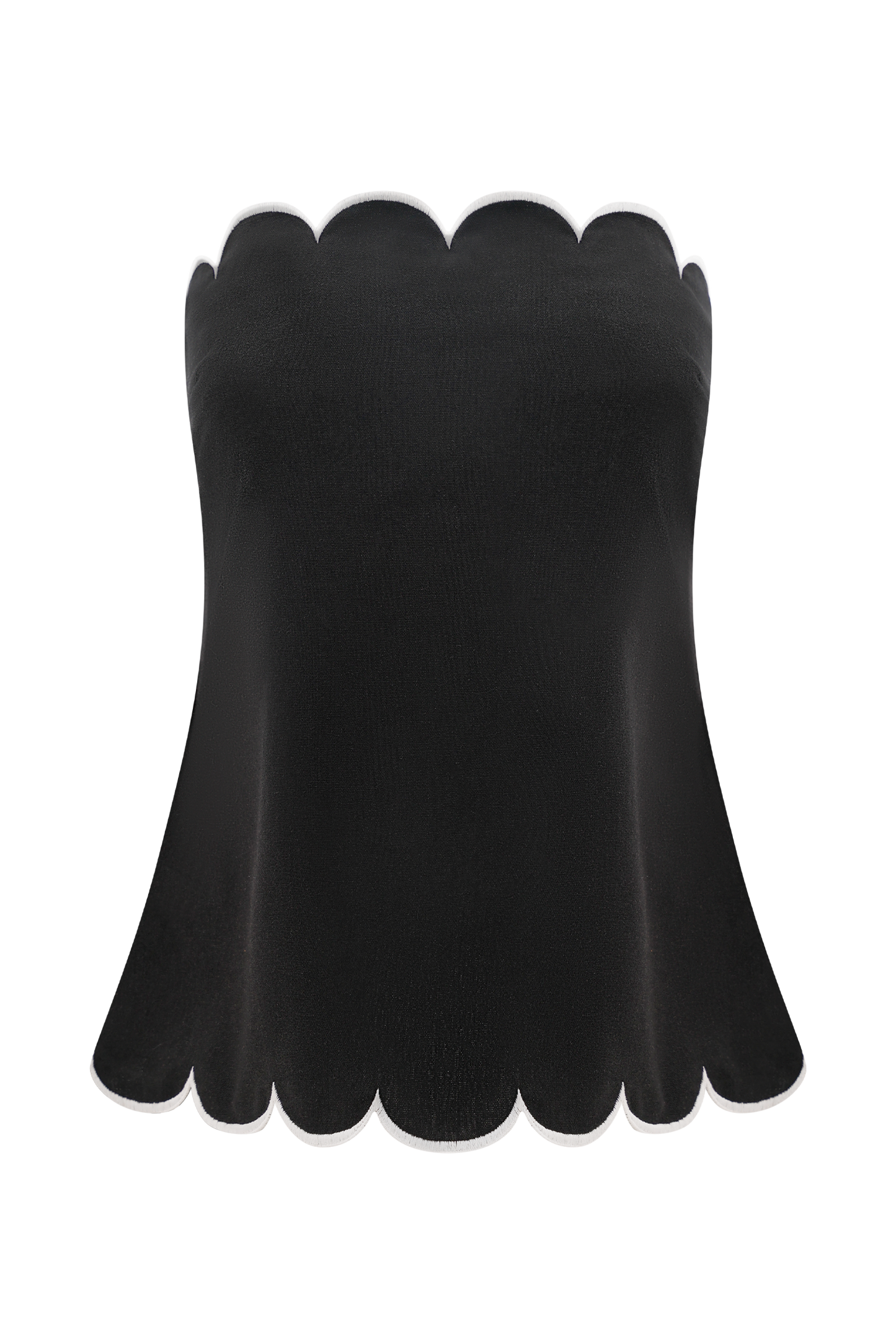 Judith Strapless Scallop Top - Black
