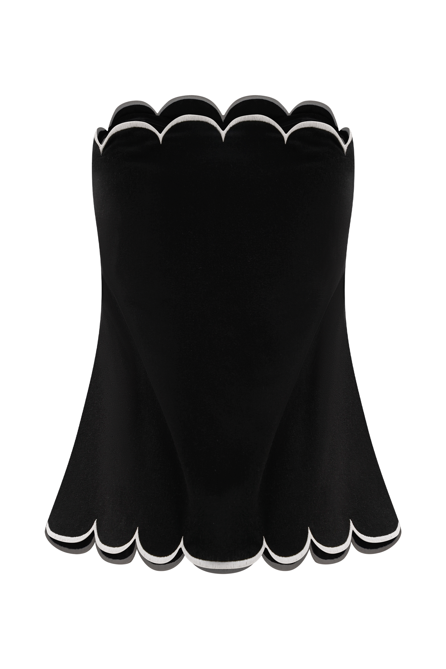 Judith Strapless Scallop Top - Black