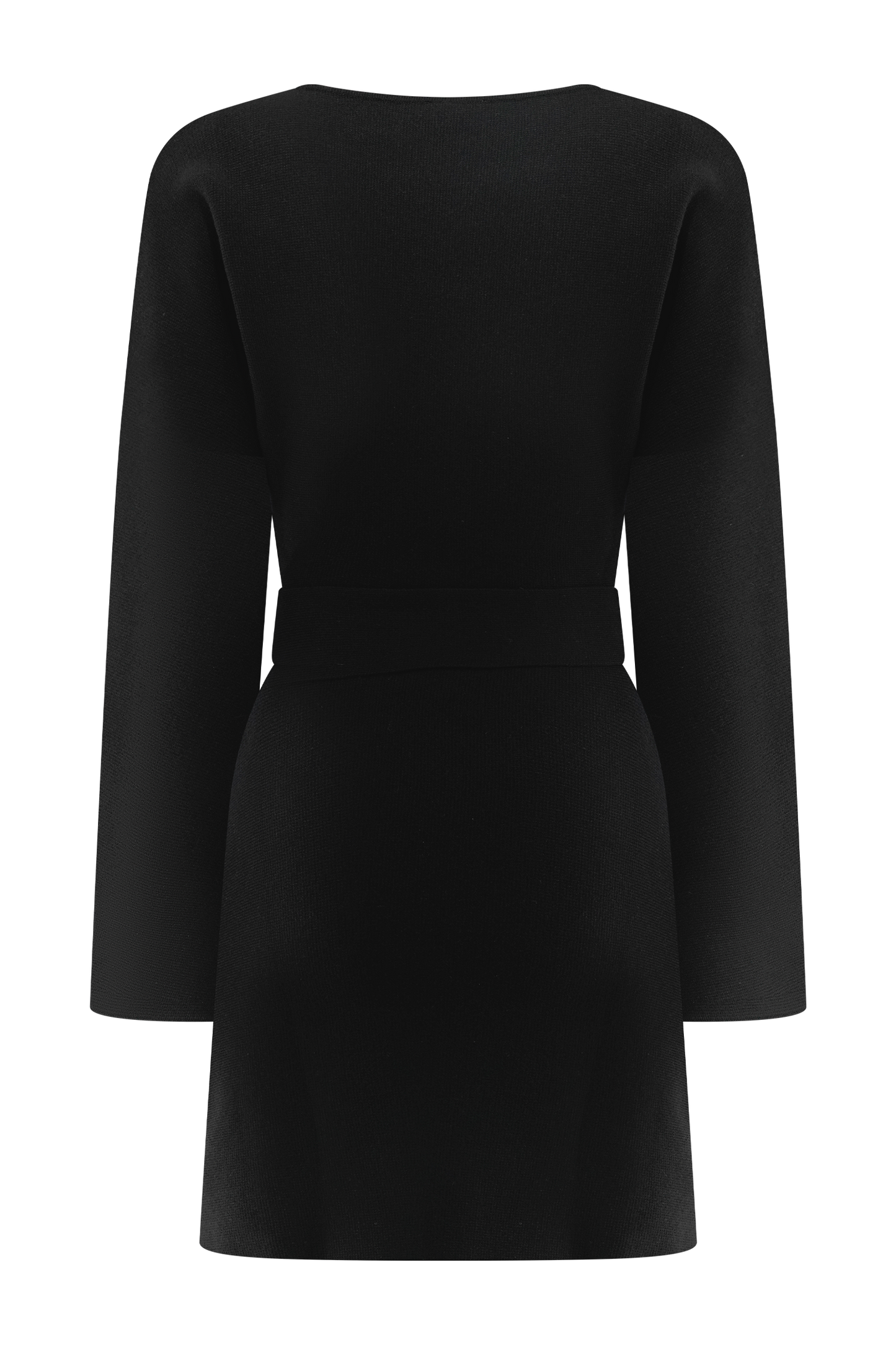 Kassie Belt Tie Knit Mini Dress - Black