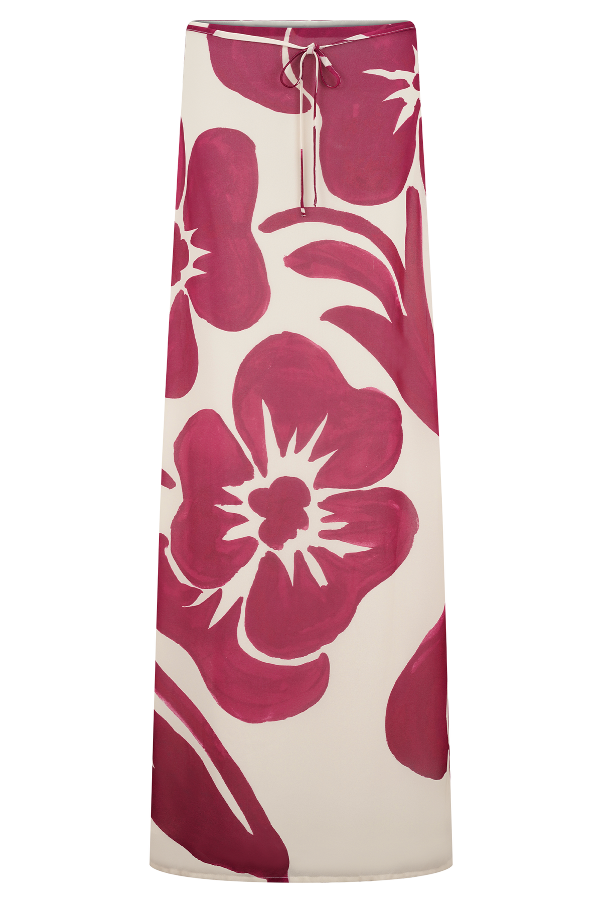 Katalina Chiffon Maxi Skirt - Red Deco Fleur Print