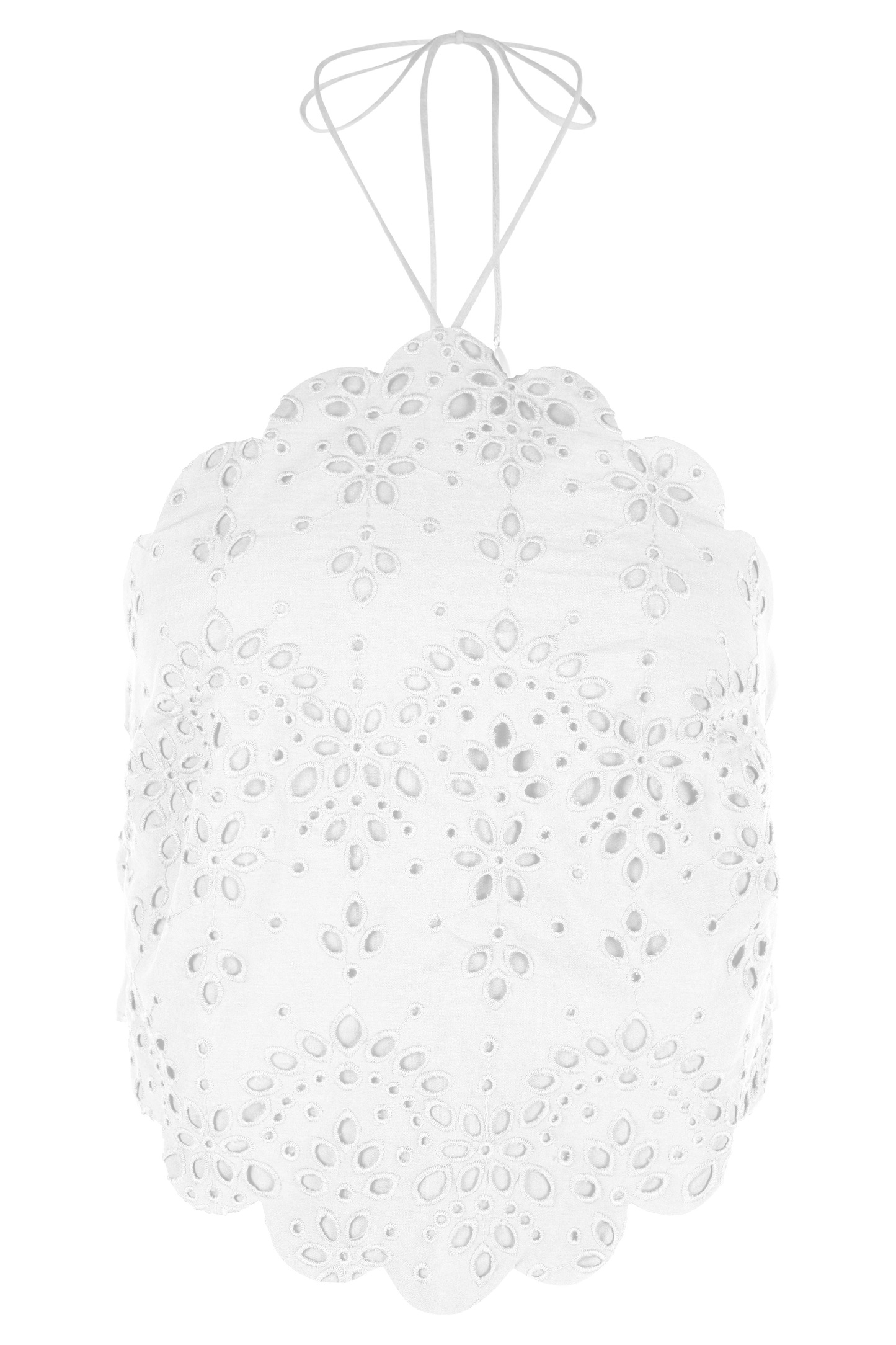 Kensley Broderie Halter Top - White