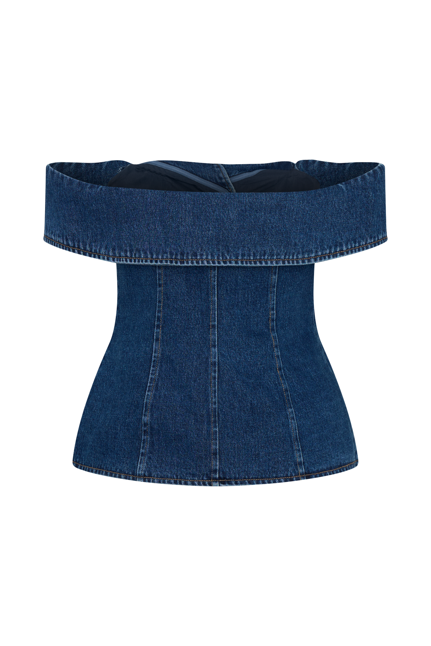 Krista Denim Off Shoulder Top - Dark Blue