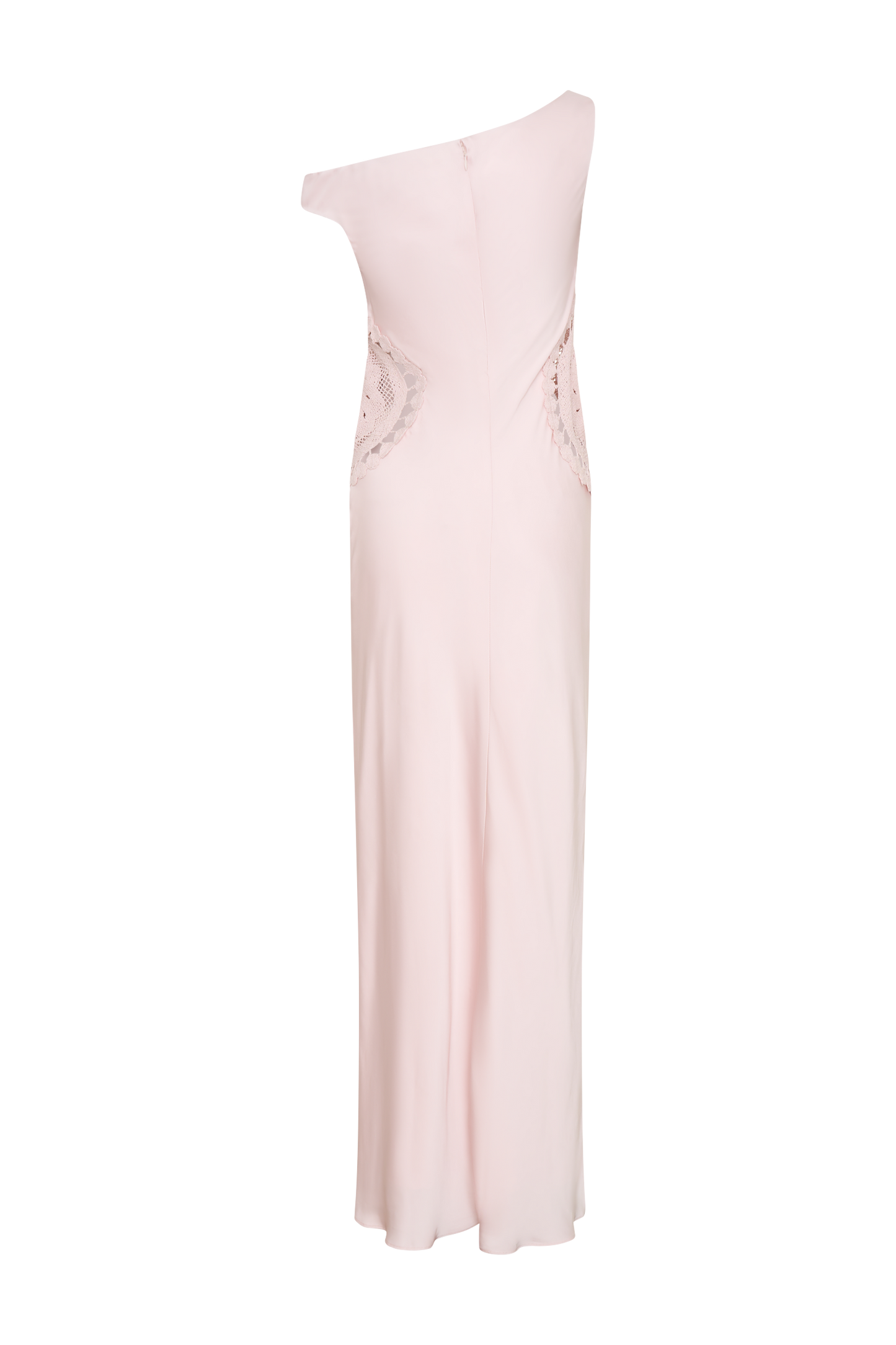 Kristina Satin Maxi Dress With Crochet - Pale Pink