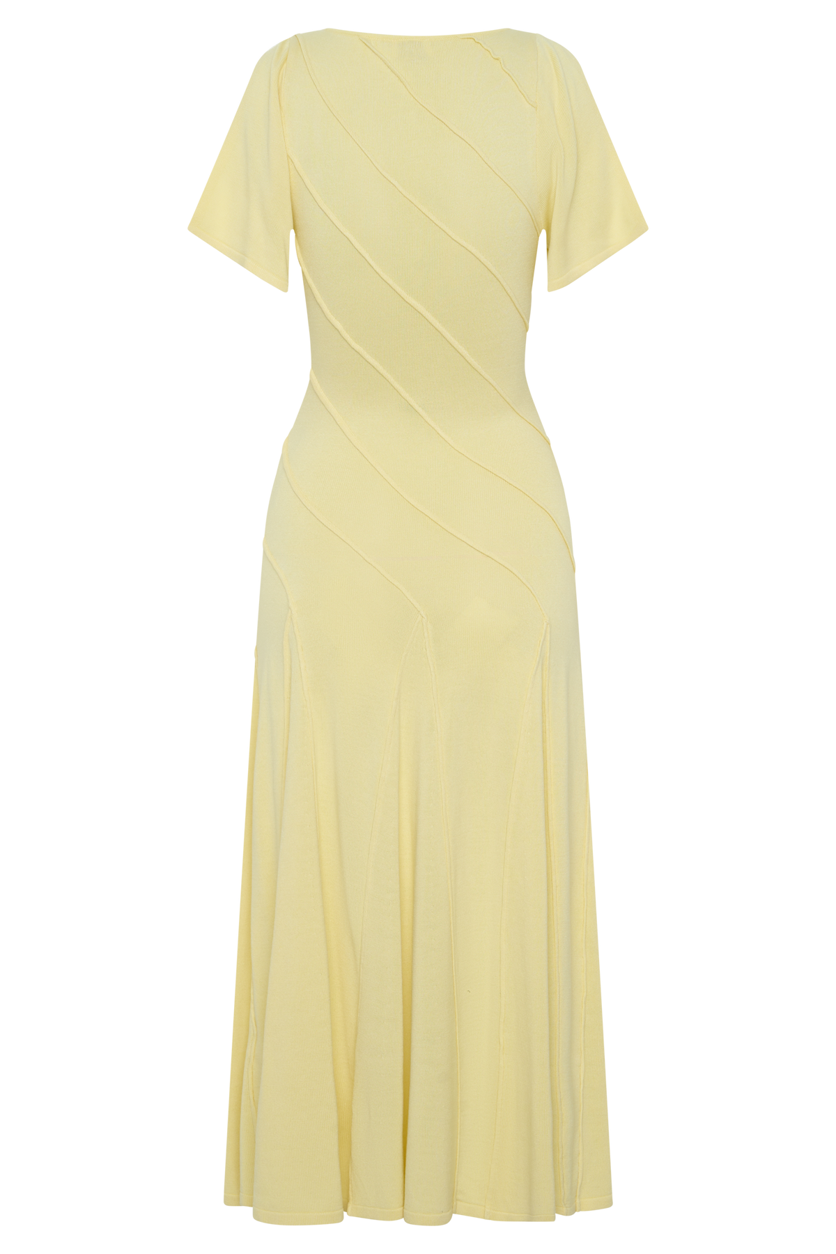 Lani Asymmetrical Knit Midi Dress - Butter Yellow