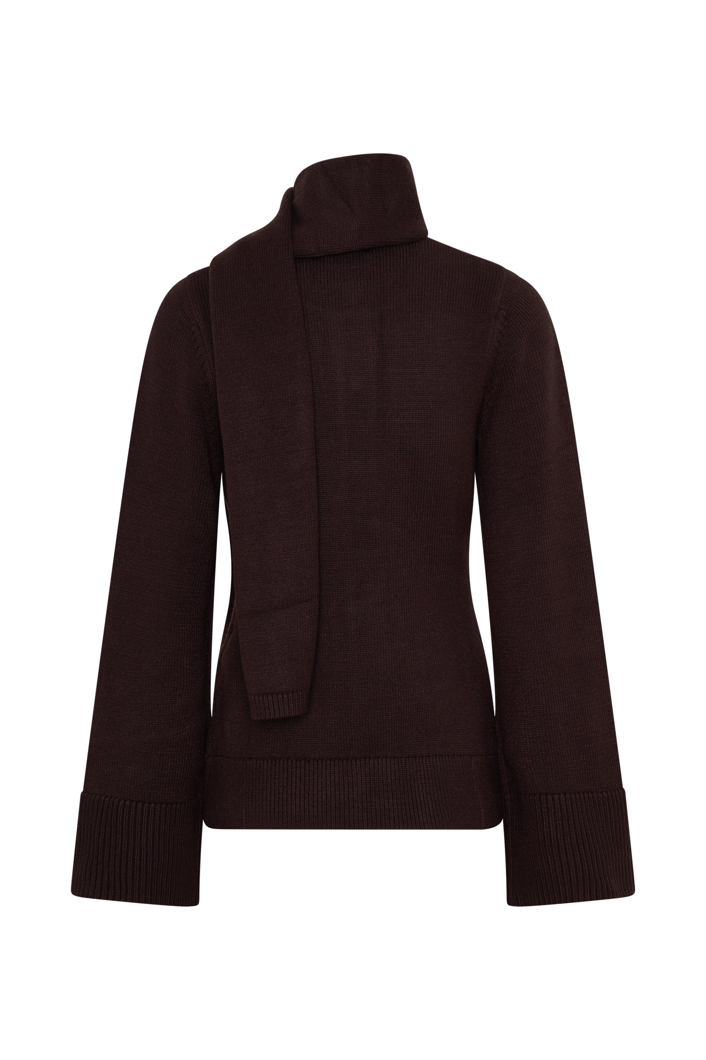 Lara Knit Cardigan With Scarf - Chocolate