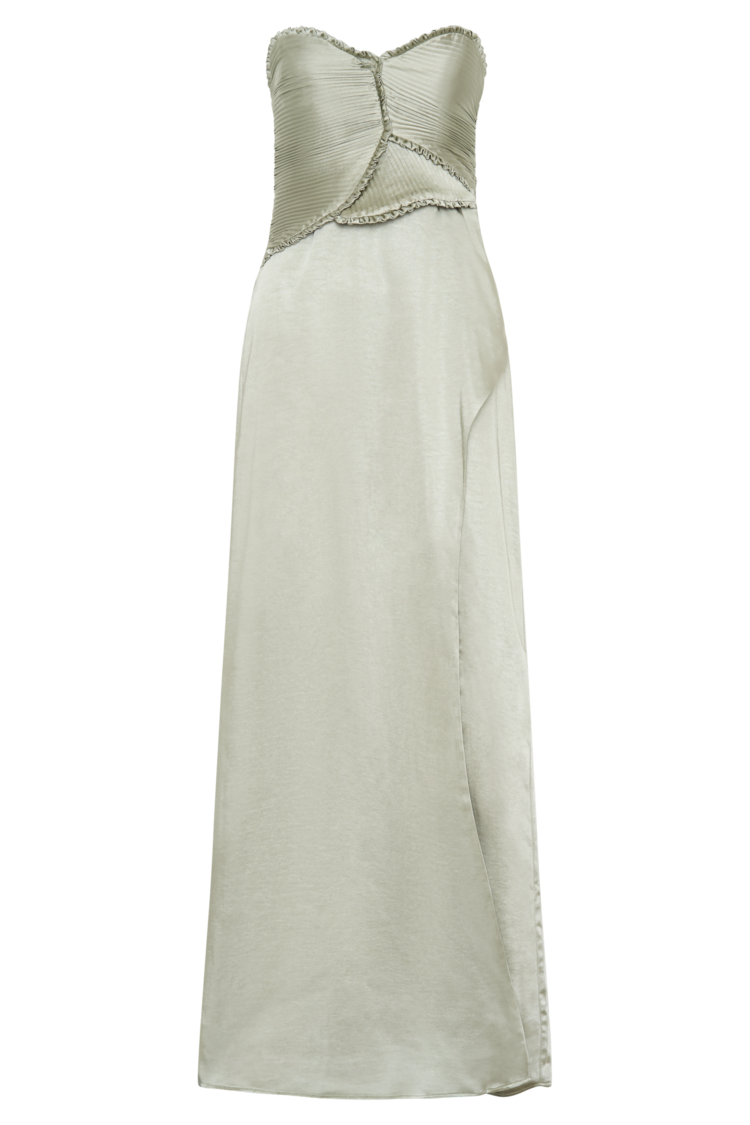 Larissa Satin Maxi Dress With Ruched Petals - Sage #7