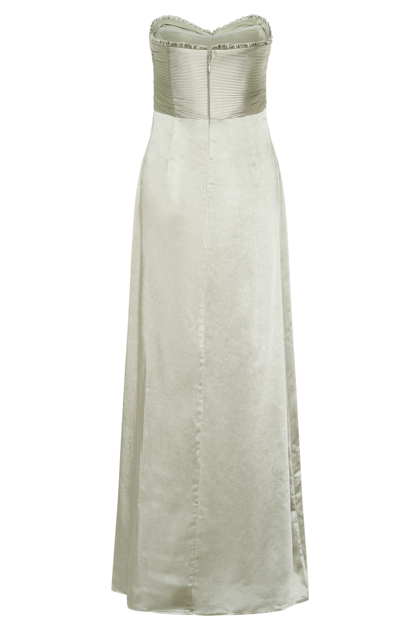 Larissa Satin Maxi Dress With Ruched Petals - Sage