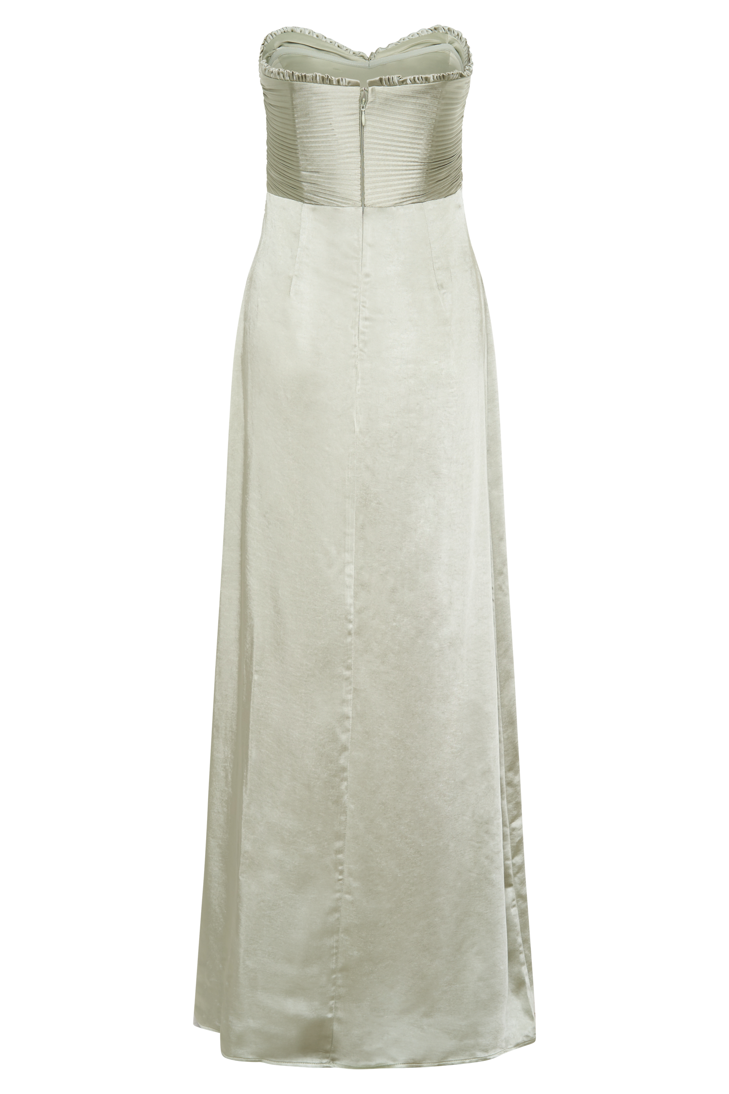 Larissa Satin Maxi Dress With Ruched Petals - Sage #6