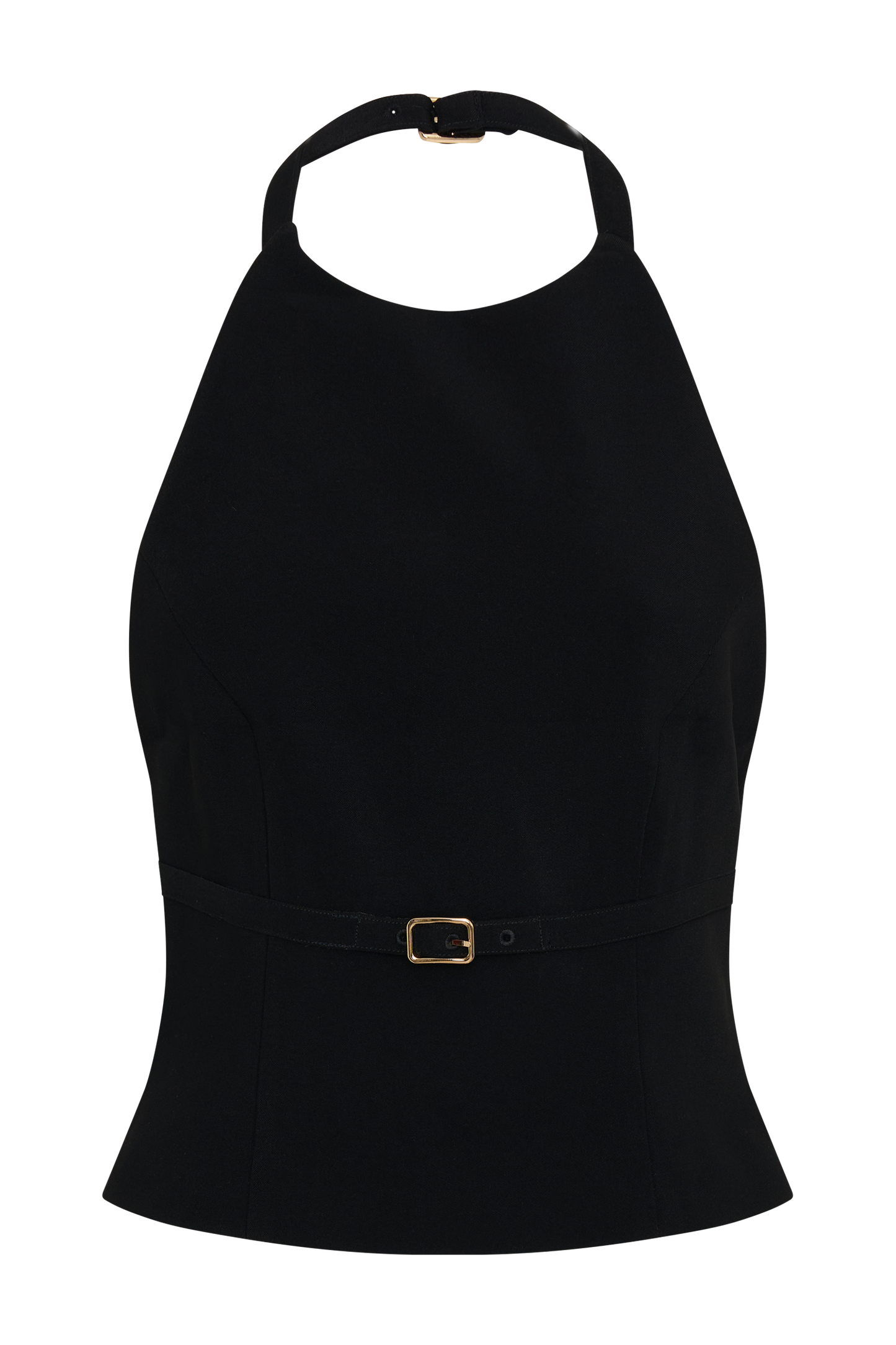 Letitia Suiting Halter Top With Buckle - Black