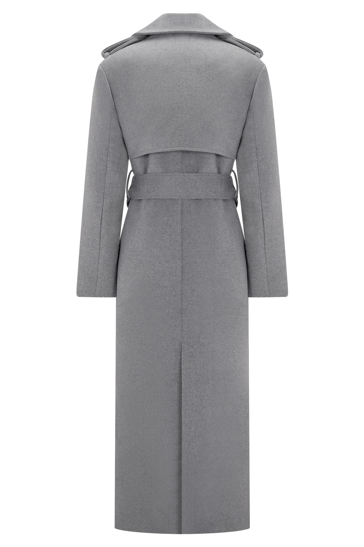 Levi Long Trench Wool Coat - Grey Marle