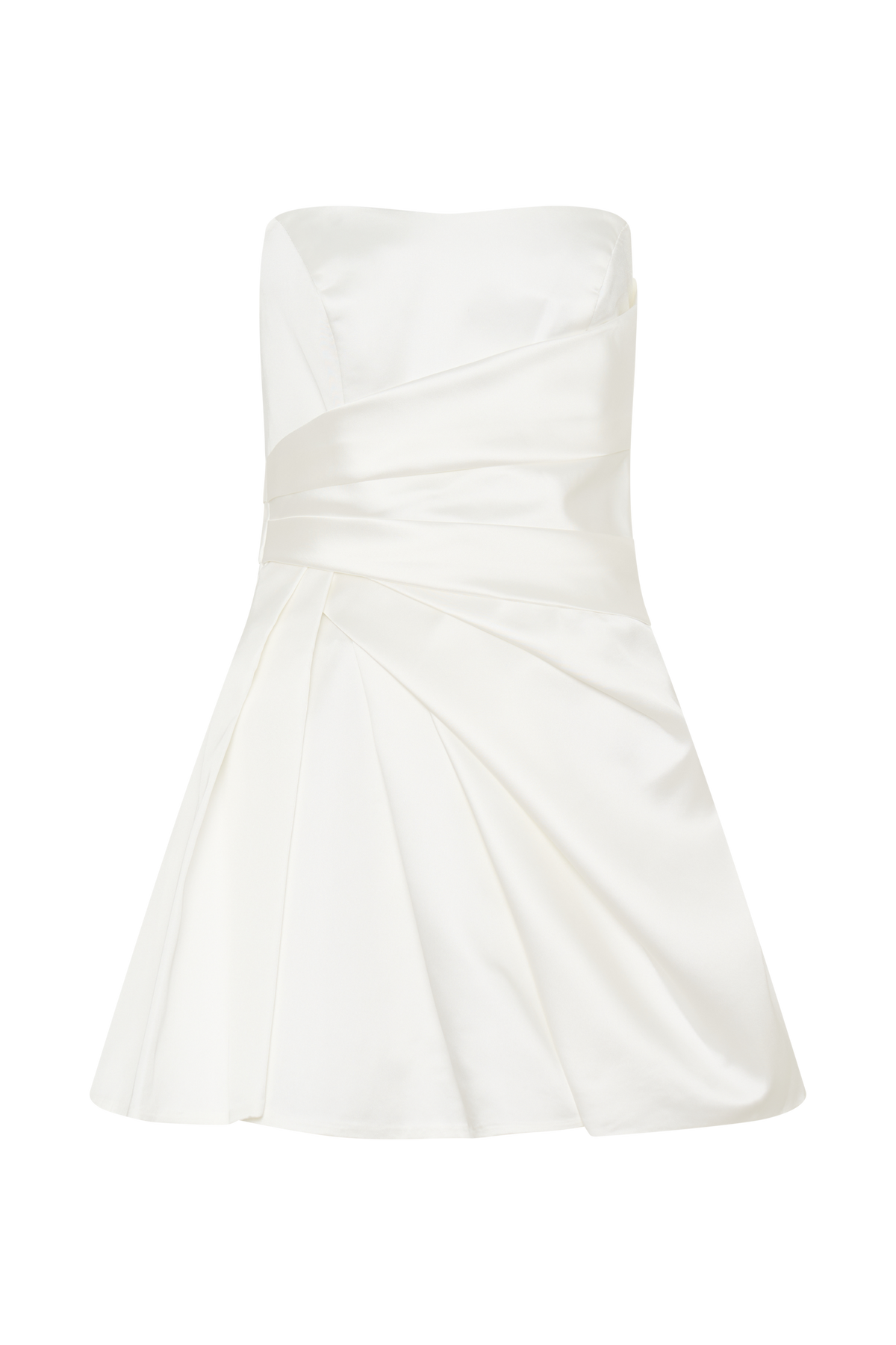Lora Strapless Satin Mini Dress - White