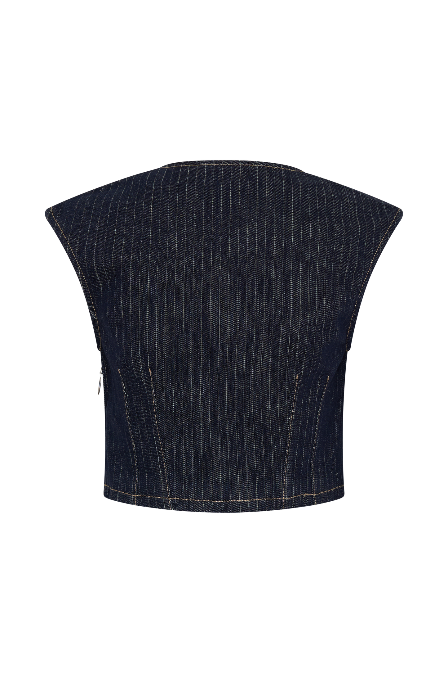 Loraine Sleeveless Denim Top - Indigo Pinstripe