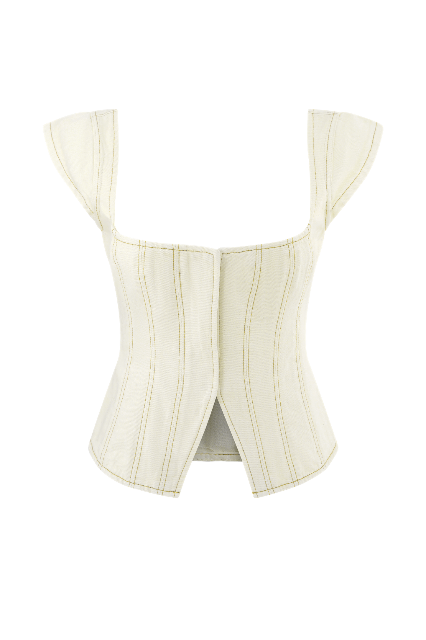 Loretta Cap Sleeve Denim Top - Ecru