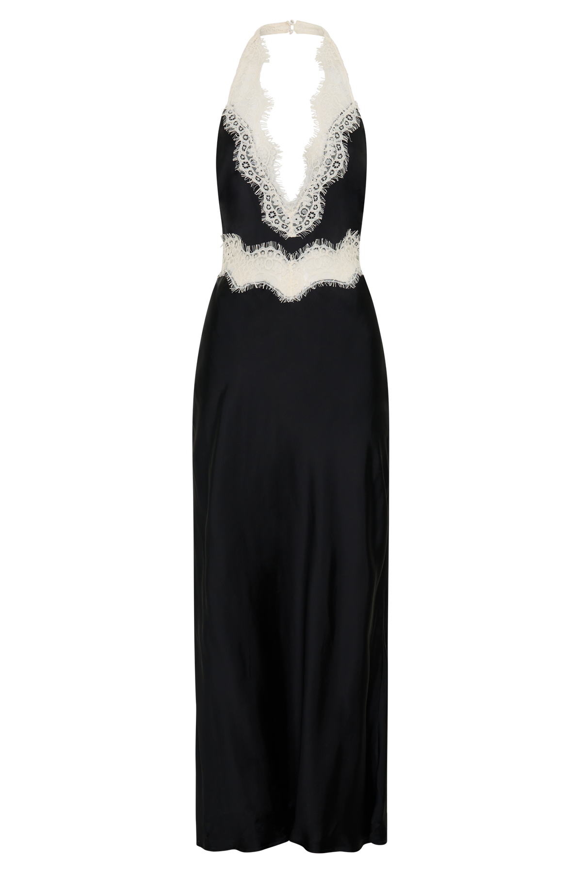Louise Satin And Lace Maxi Dress - Black/Ivory