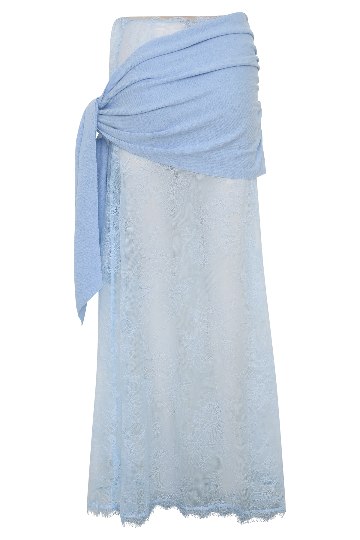 Lucy Lace And Knit Skirt - Cornflower Blue