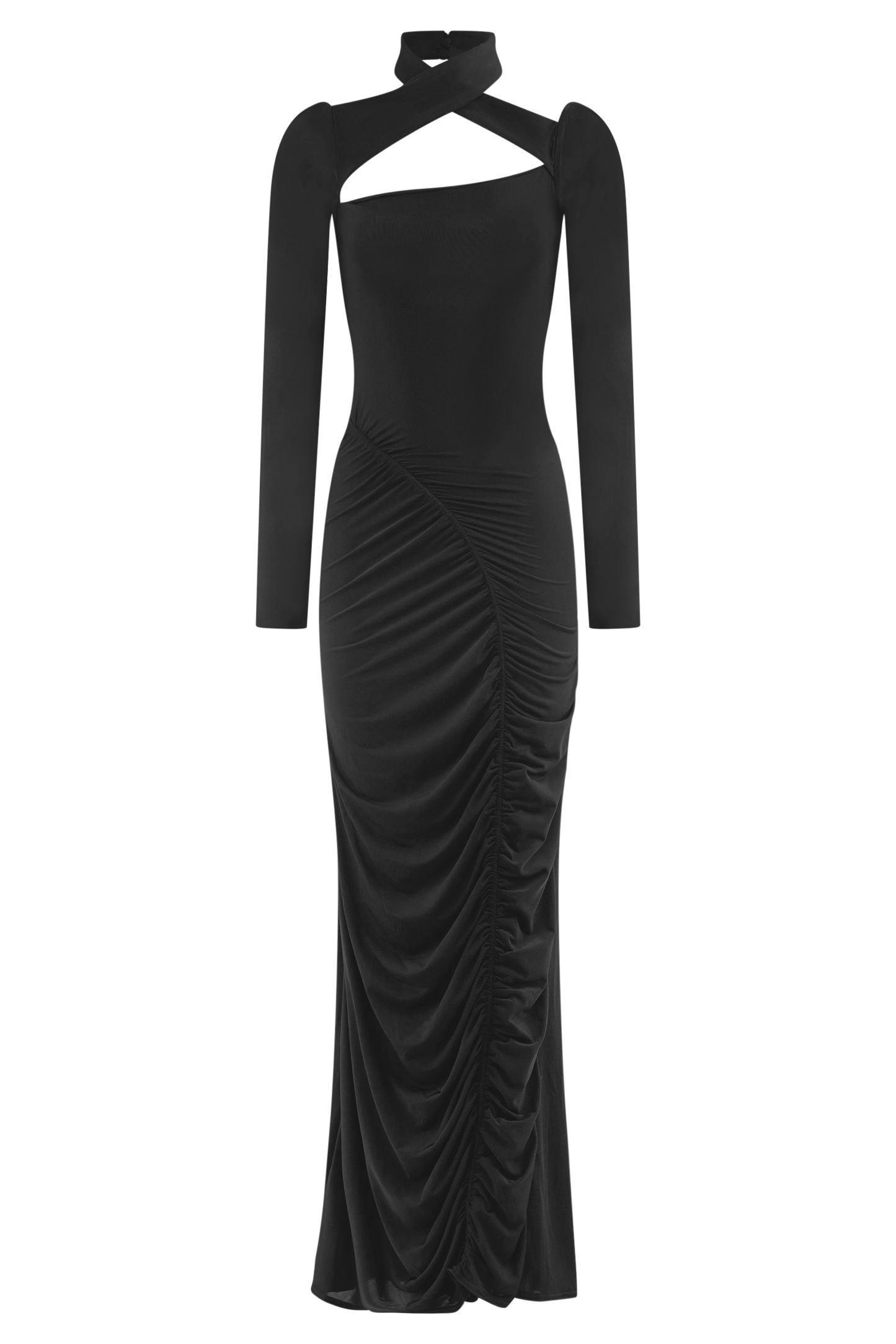 Lyndon Long Sleeve Slinky Maxi Dress - Black