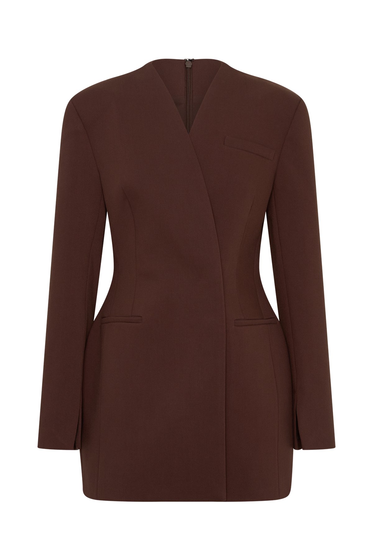 Makayla Suiting Structured Mini Dress - Dark Chocolate
