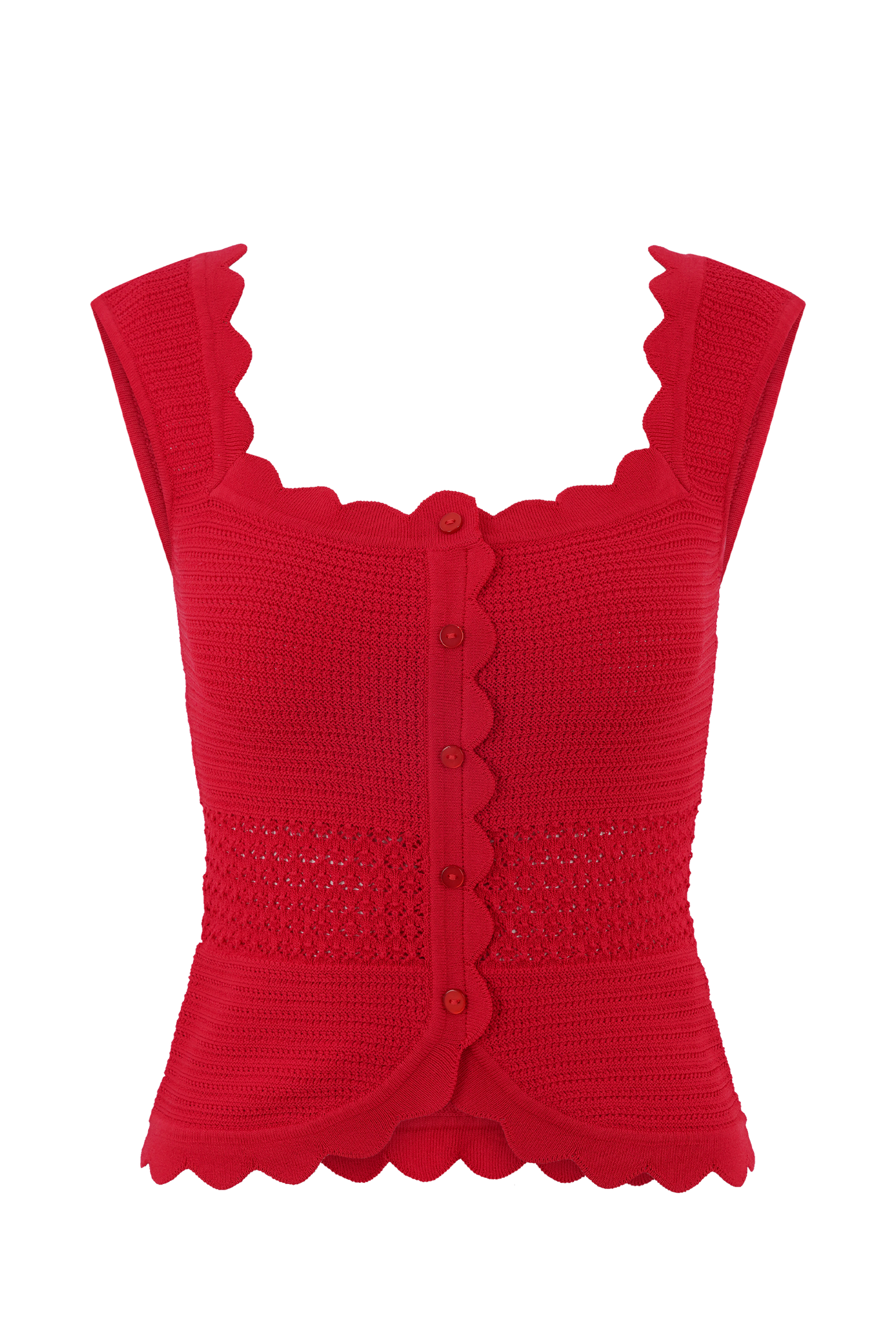 Madeline Scallop Knit Top - Red