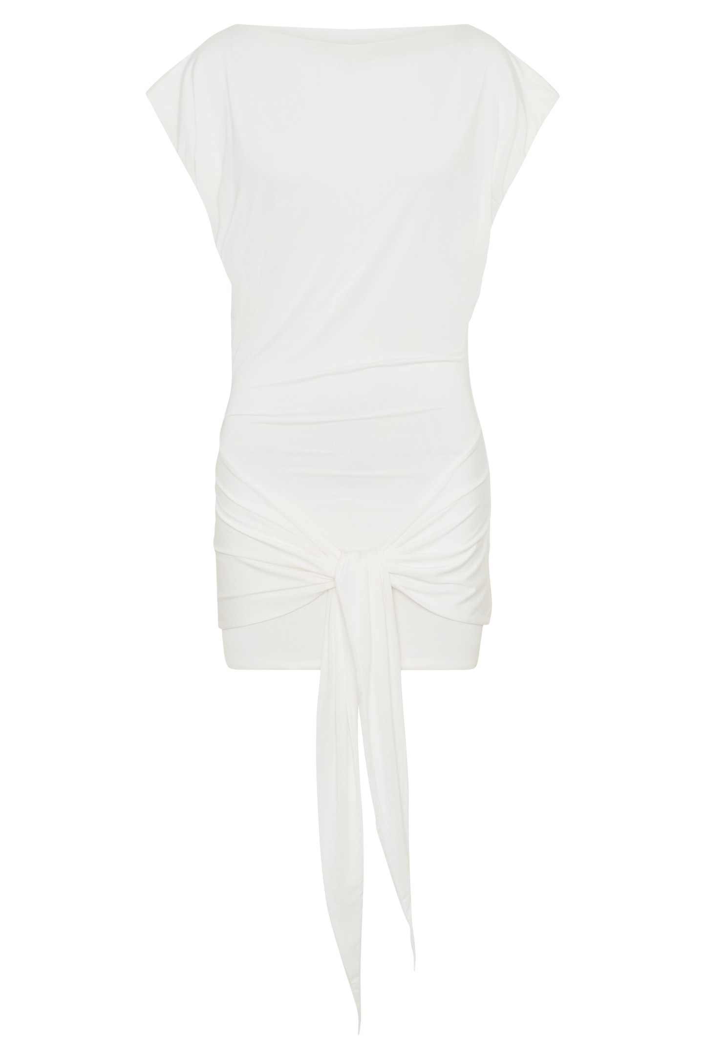 Maiara Shortsleeve Slinky Tie Mini Dress - White