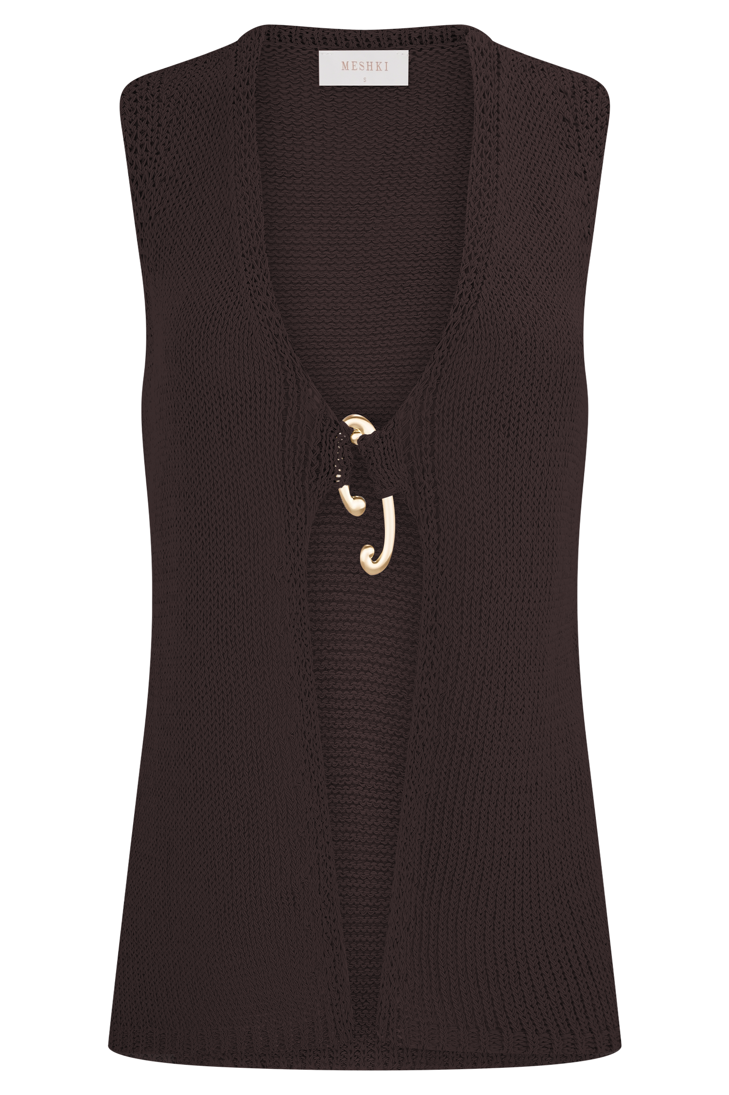 Malani Knit Top With Hardware - Chocolate