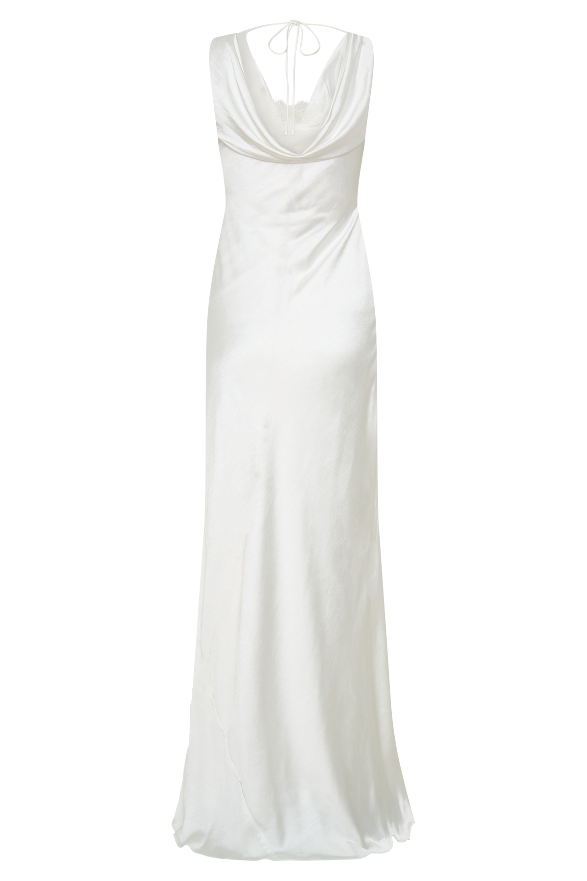Ashley Cowl Neck Lace And Satin Maxi Dress - Ivory