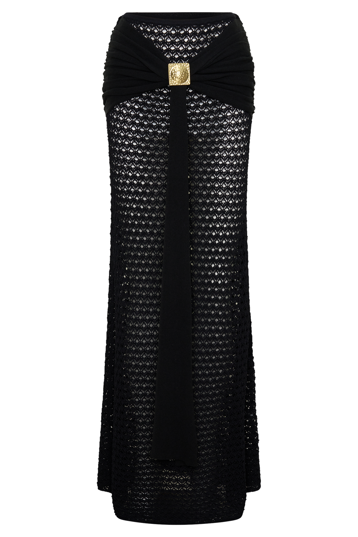 Mania Crochet Maxi Skirt With Hardware - Black
