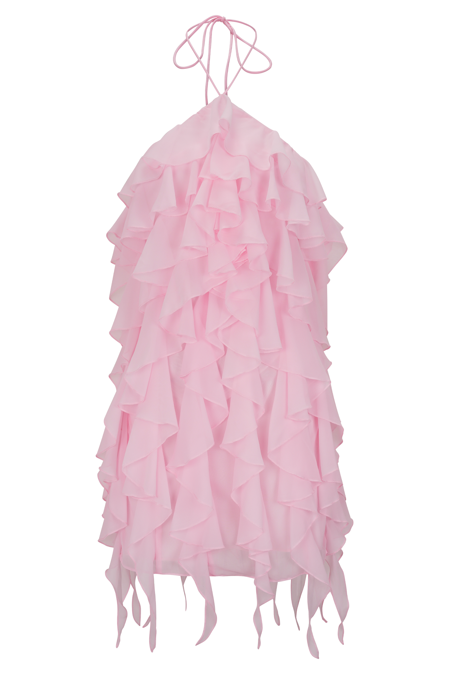 Marigold Ruffle Halter Mini Dress - Powder Pink #9