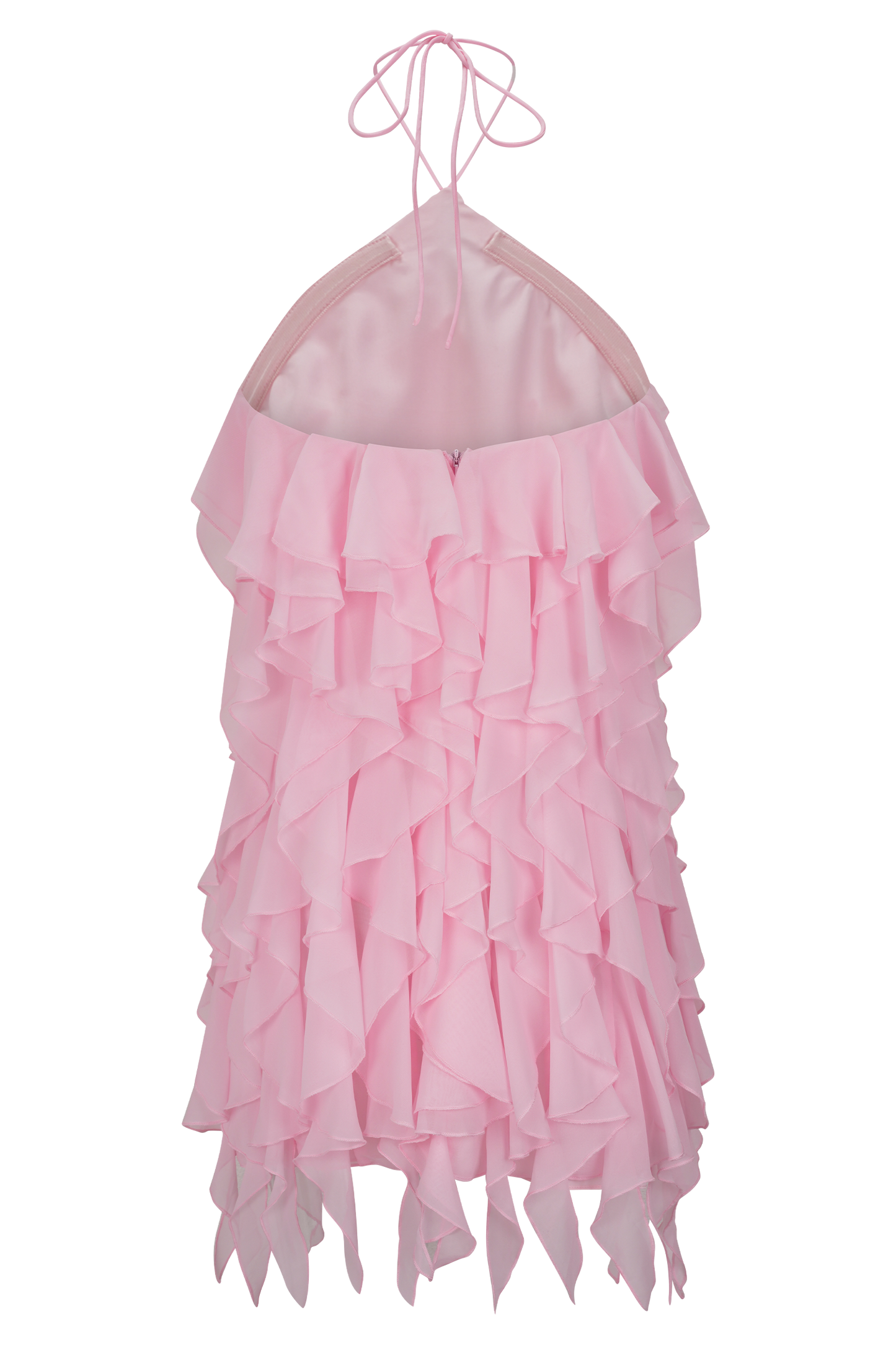Marigold Ruffle Halter Mini Dress - Powder Pink