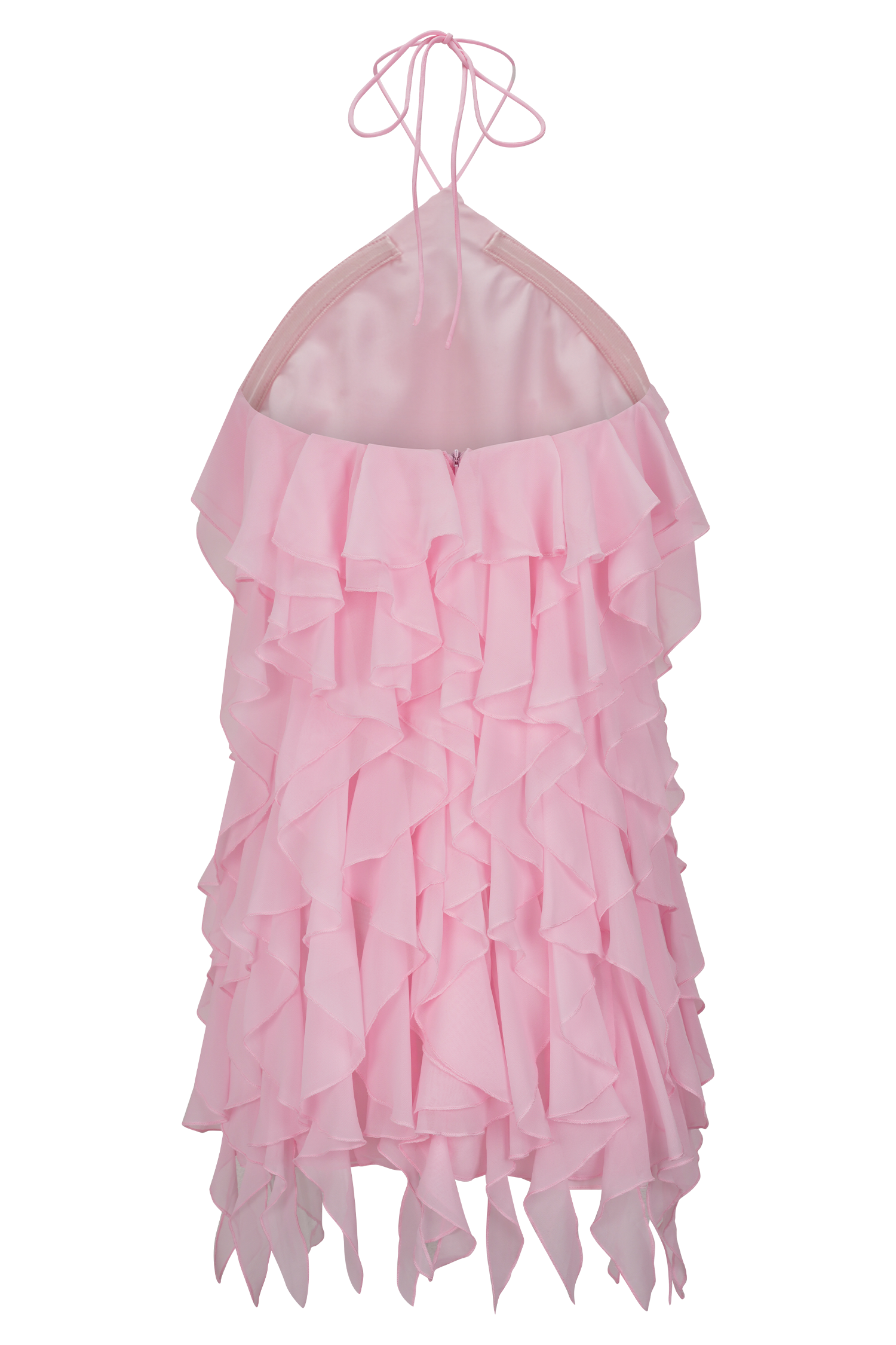 Marigold Ruffle Halter Mini Dress - Powder Pink #8