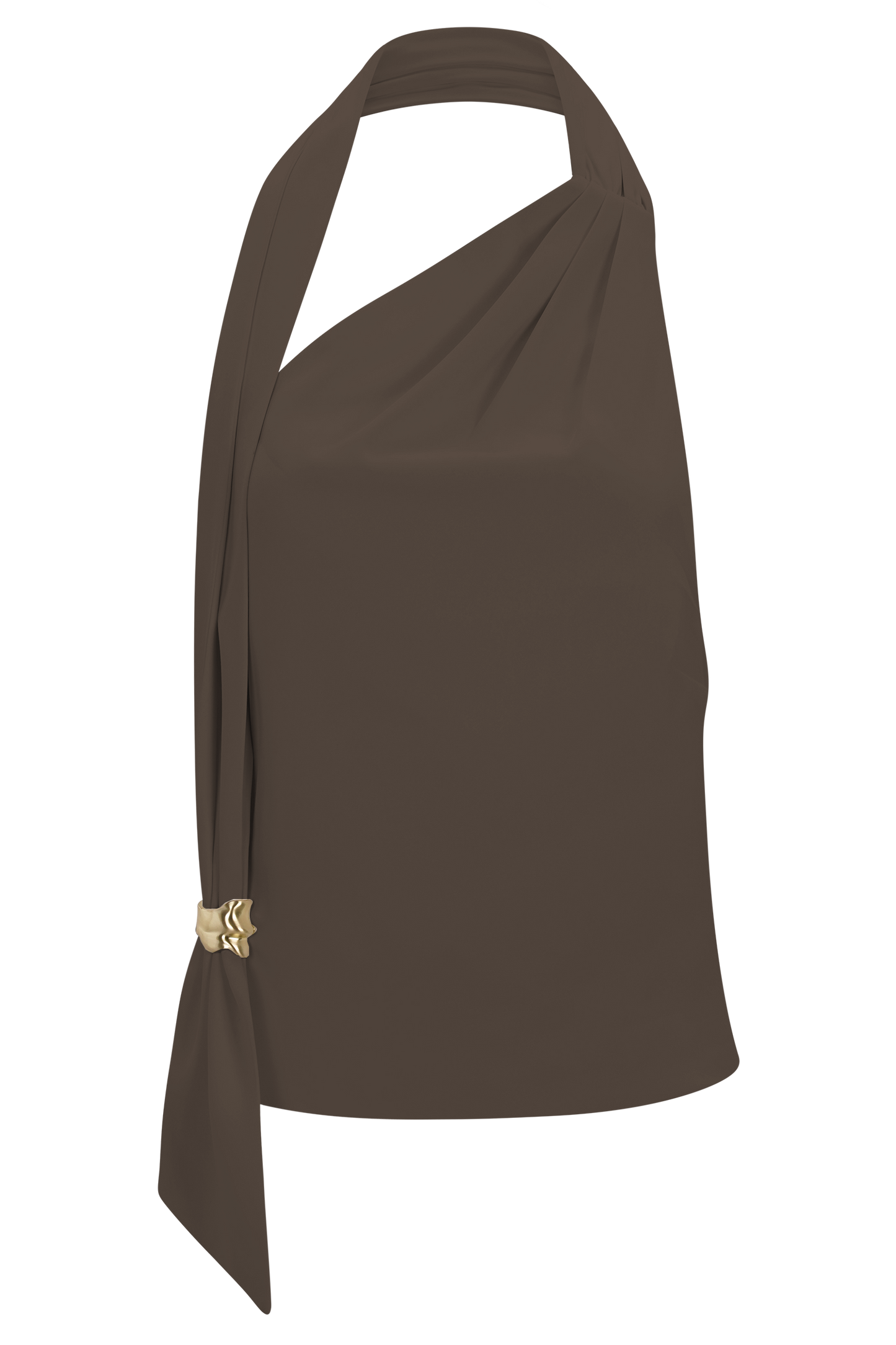 Marina Halter Top With Hardware - Cacao Brown