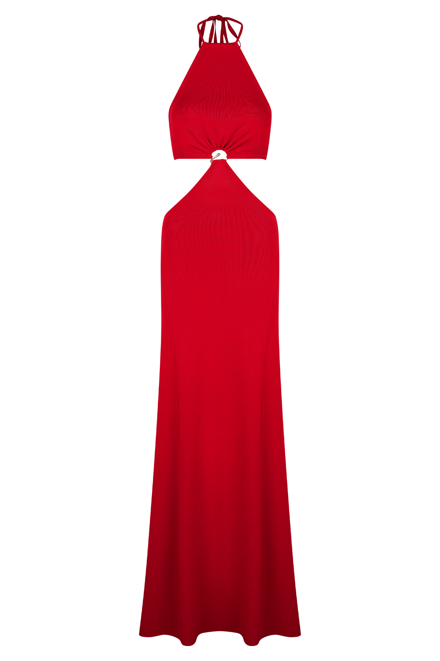 Marlowe Halter Knit Maxi Dress - Red