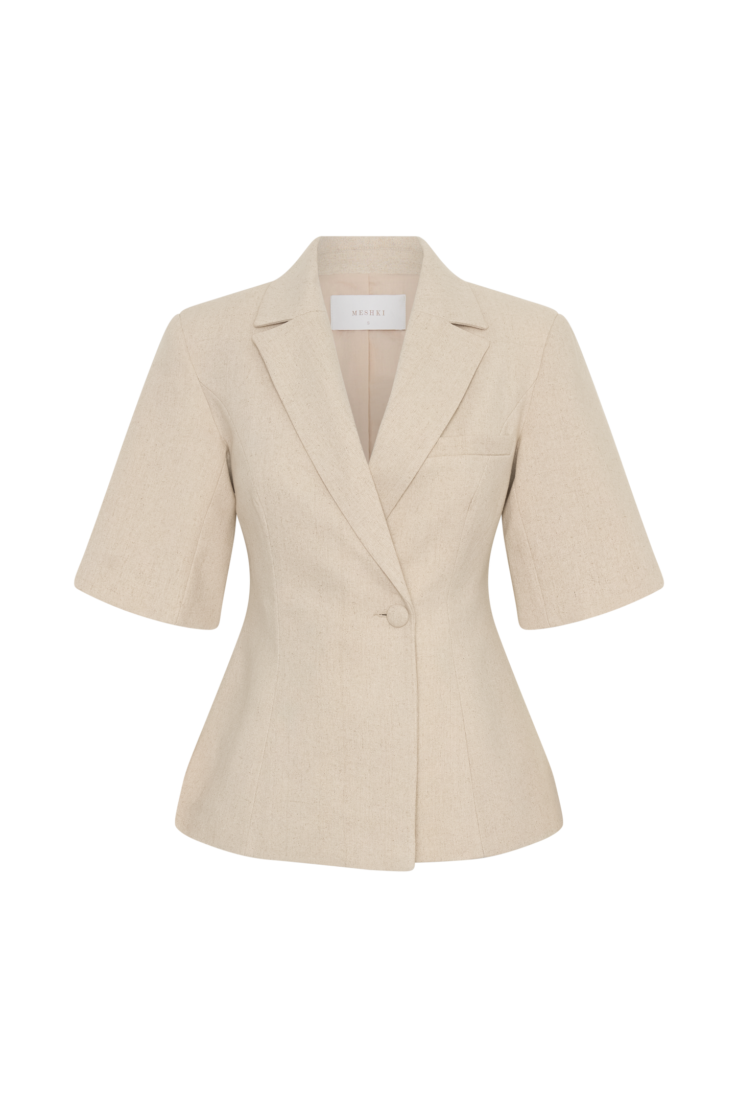 Martine Short Sleeve Linen Top - Natural