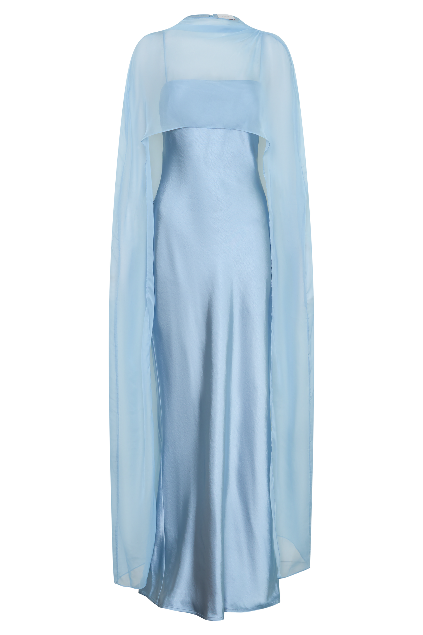 Martinne Chiffon Cape Maxi Dress - Arctic Blue