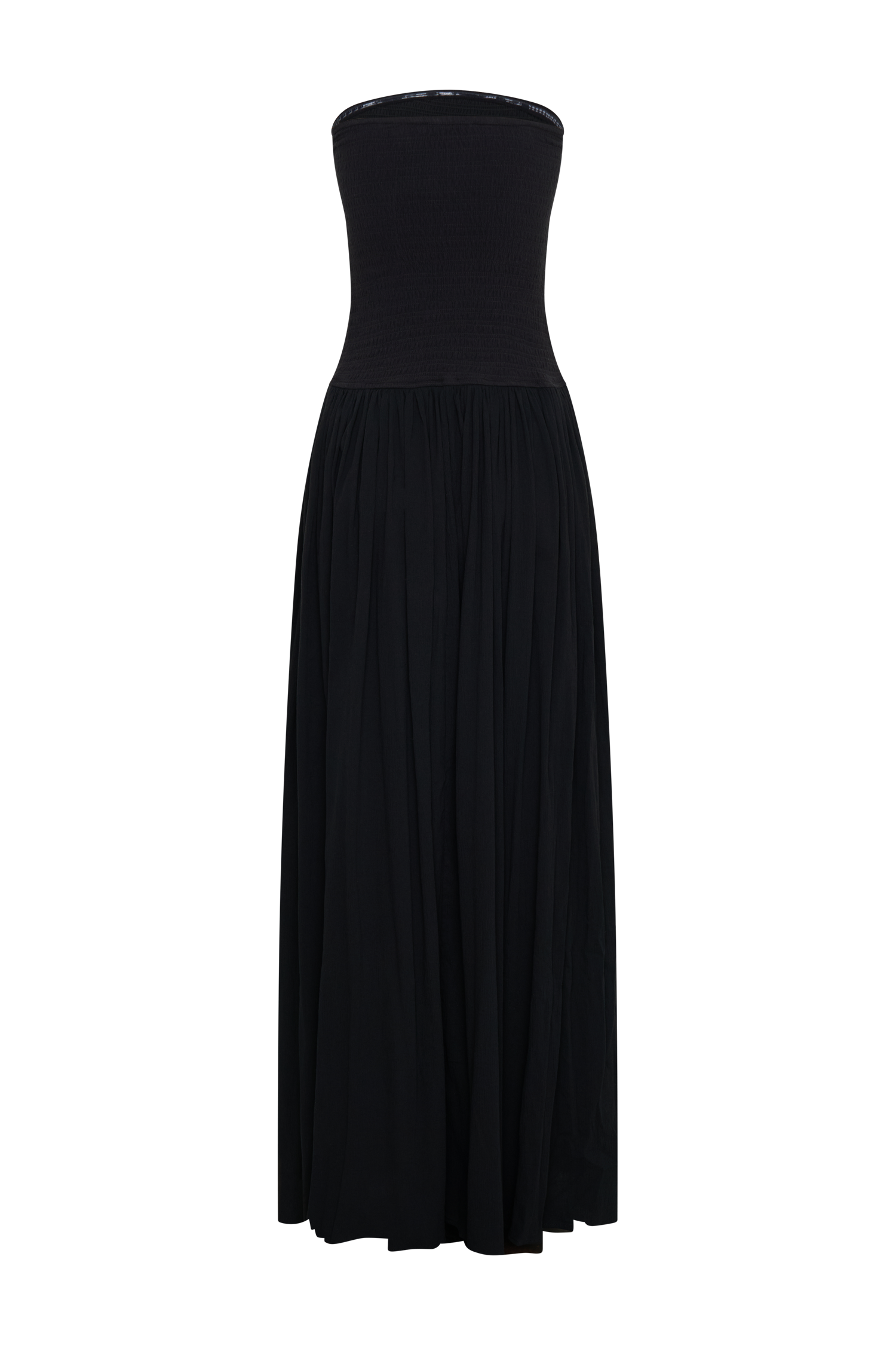 Maureen Cotton Shirring Maxi Dress - Black #7