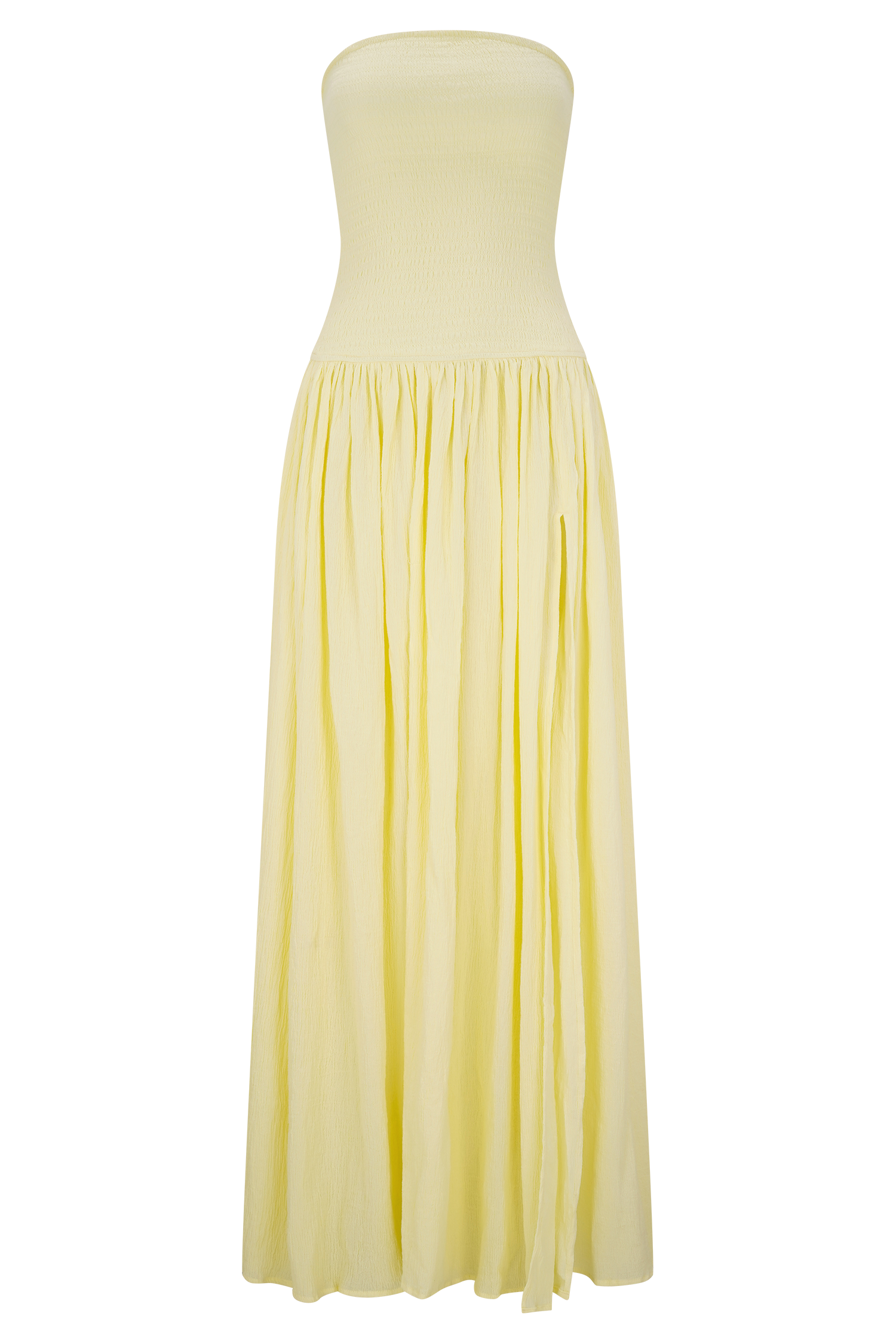 Maureen Cotton Shirring Maxi Dress - Lemon #9