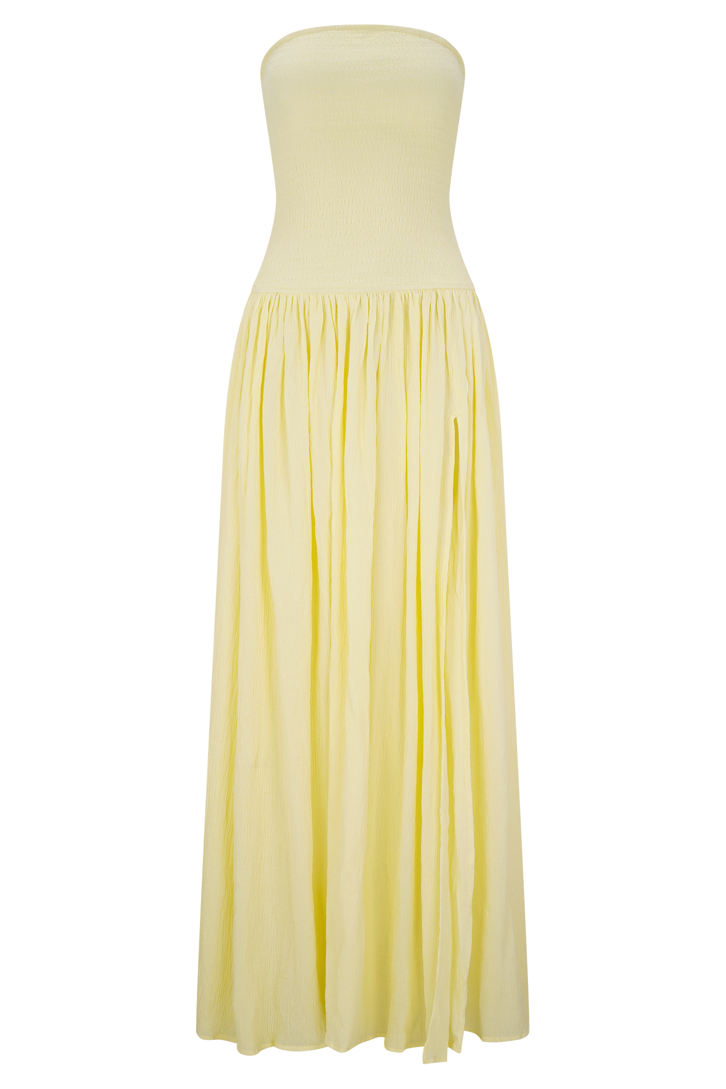 Maureen Cotton Shirring Maxi Dress - Lemon