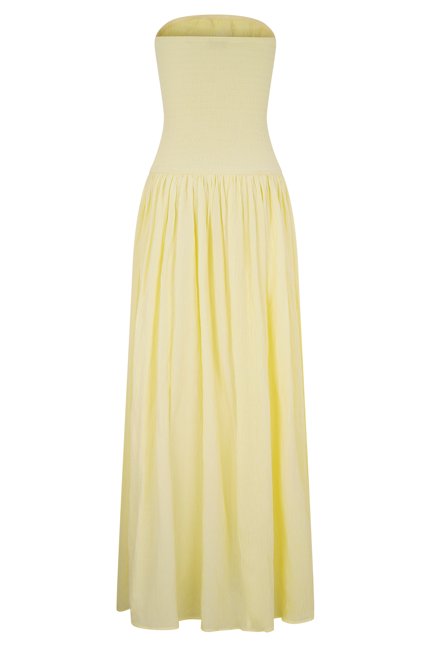 Maureen Cotton Shirring Maxi Dress - Lemon