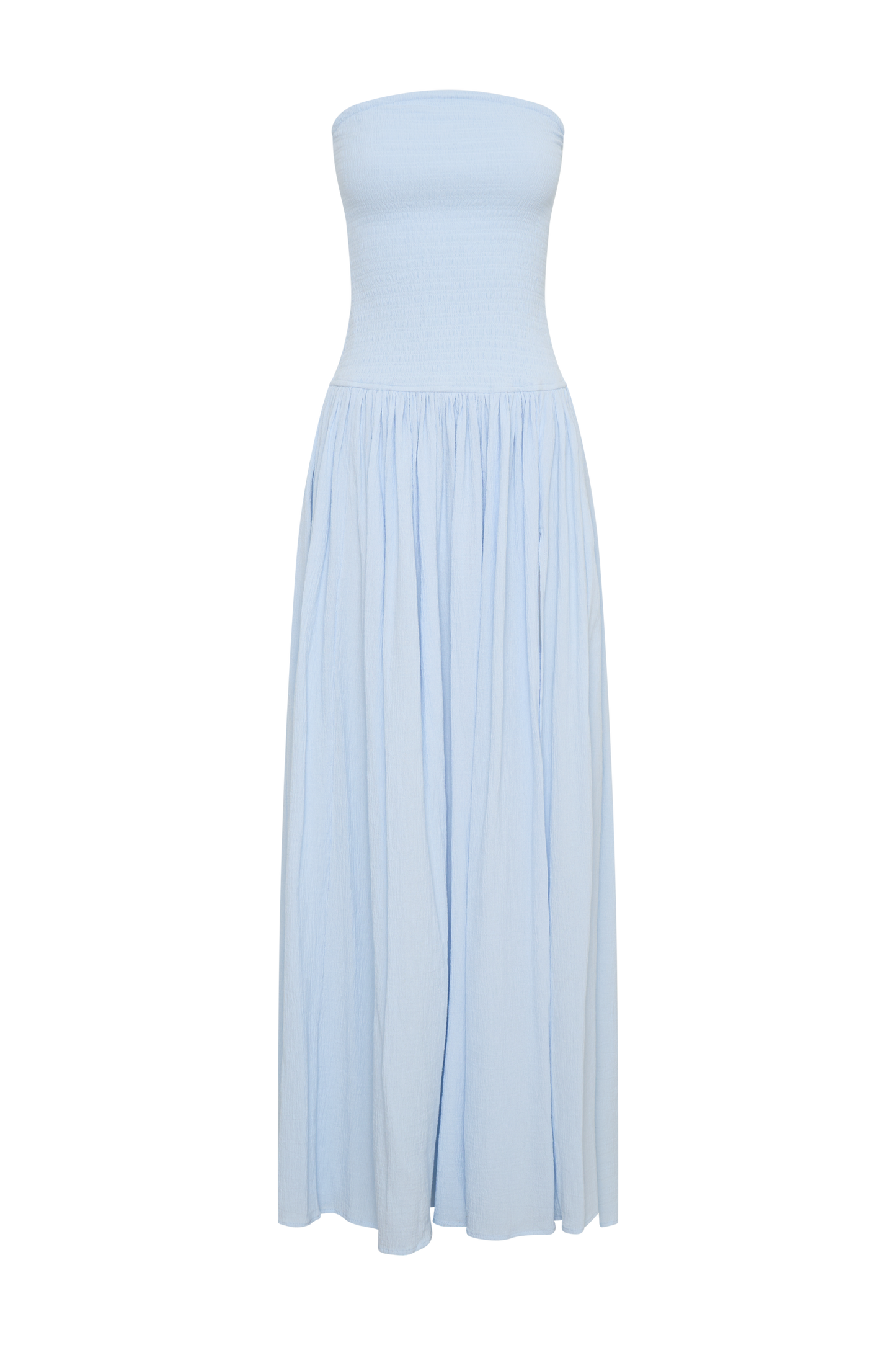 Maureen Cotton Shirring Maxi Dress - Powder Blue