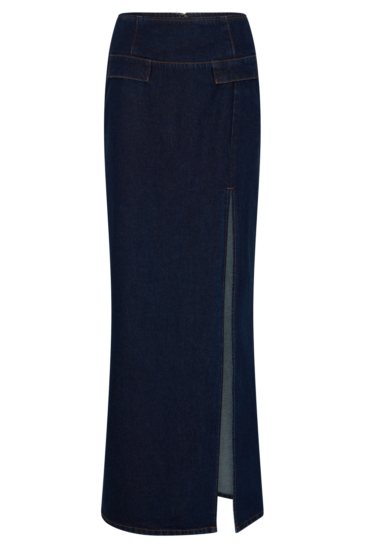 Maylena High Rise Denim Maxi Skirt - Indigo Blue