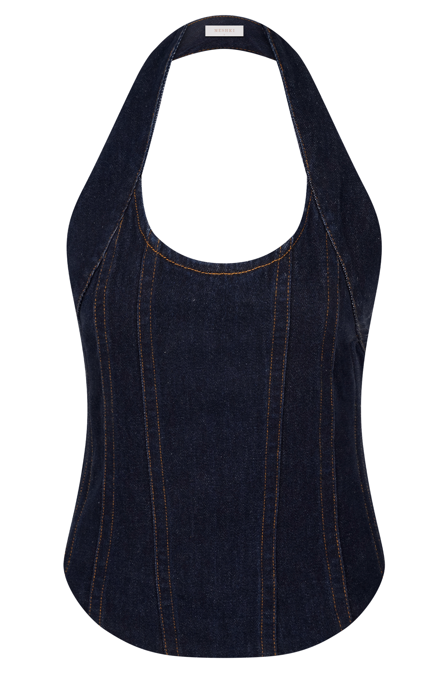 Meadow Denim Corset Halter Top - Indigo Blue