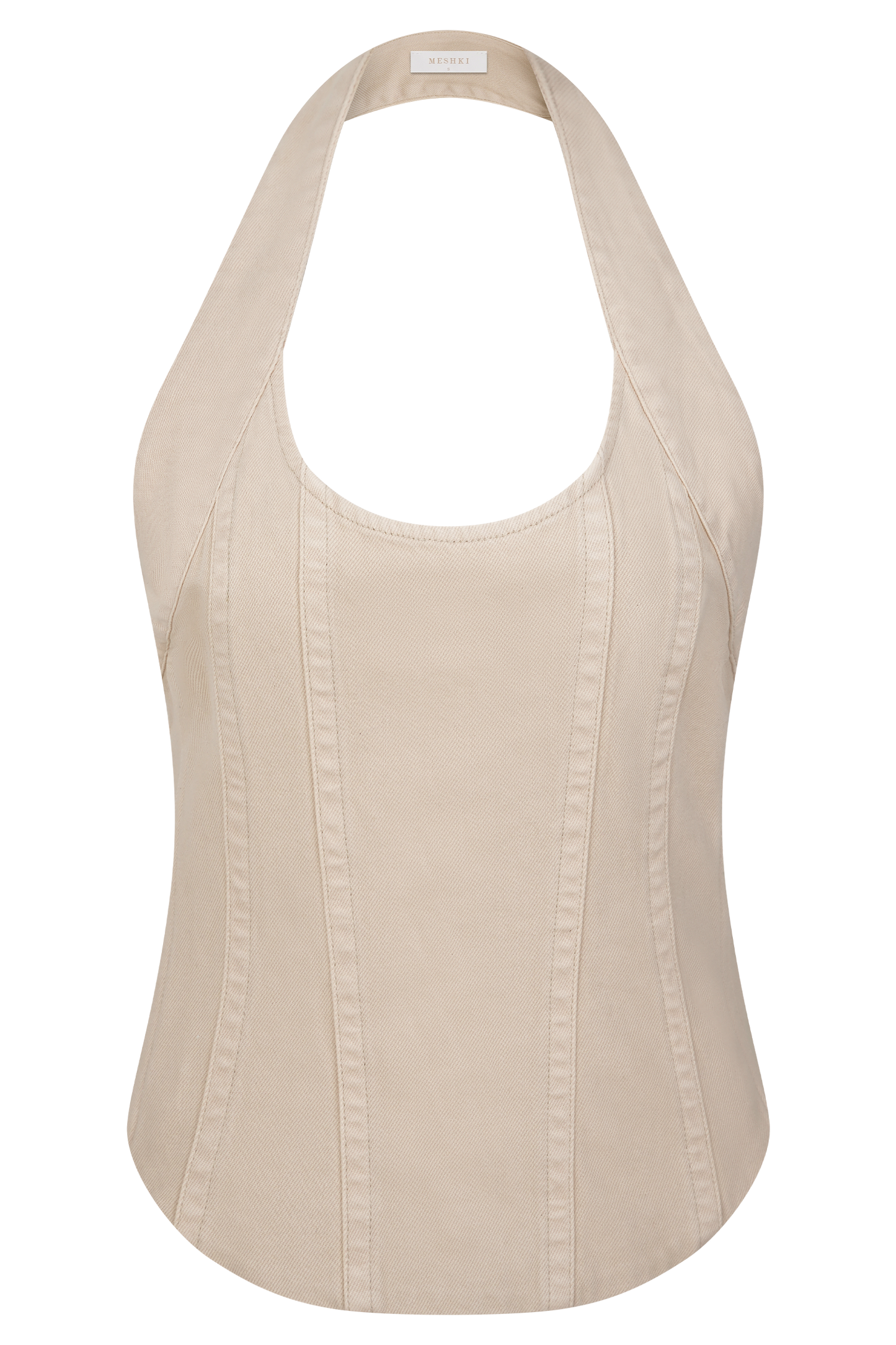 Meadow Denim Corset Halter Top - Stone Wash