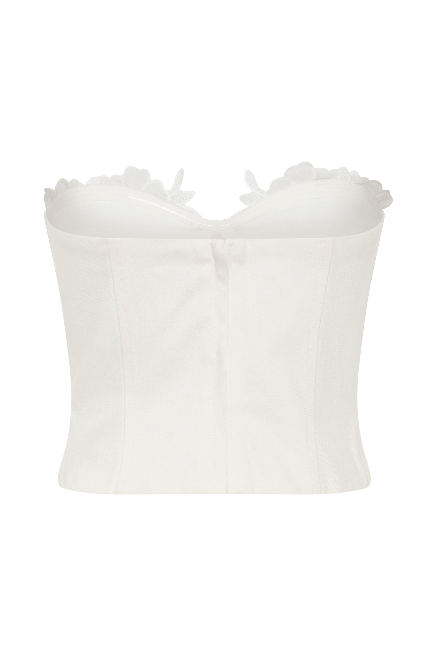 Melany Applique Denim Bustier - White