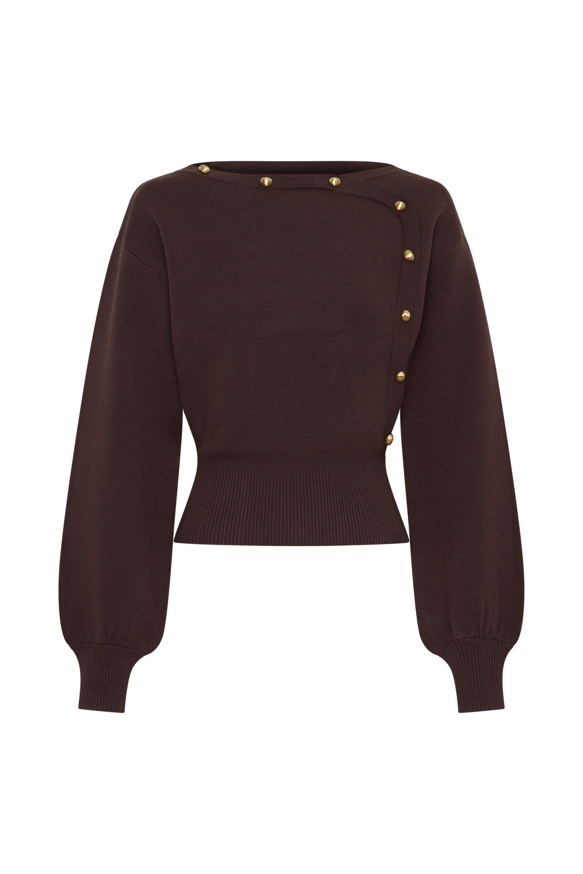 Mertyle Aysmetrical Knit Jumper - Deep Chocolate