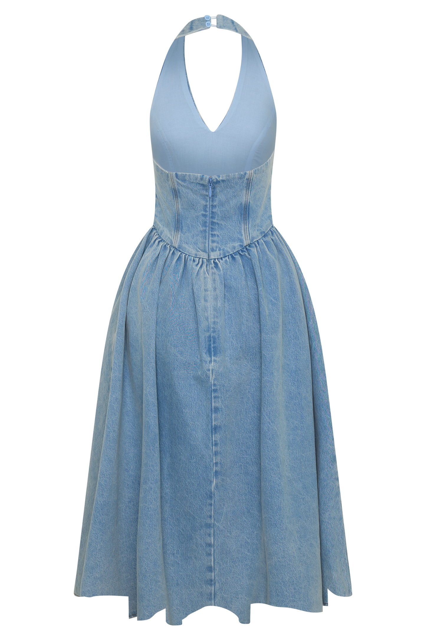 Miller Denim Halter Midi Dress - Classic Blue