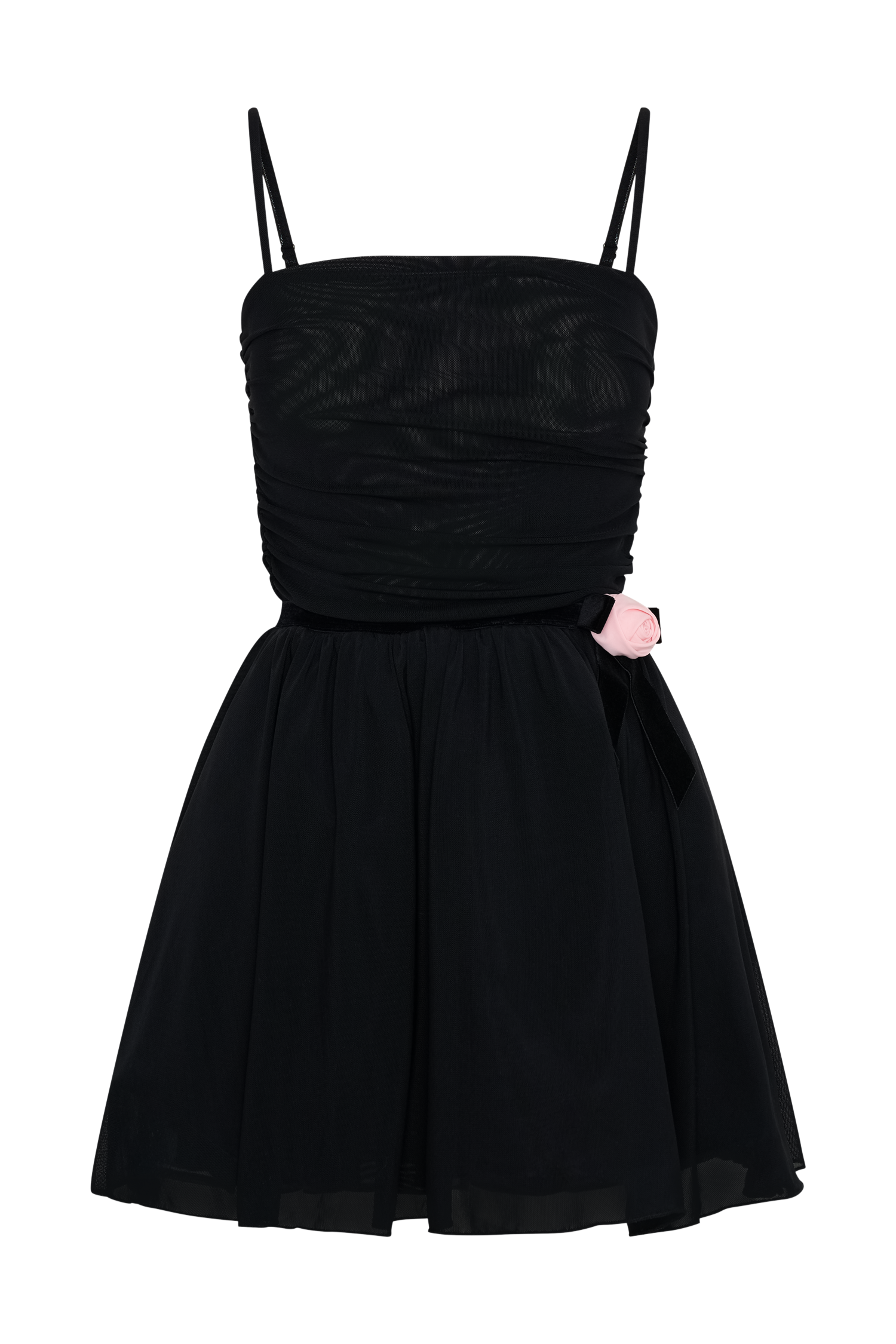 Mischa Mesh Mini Dress With Flower - Black #8