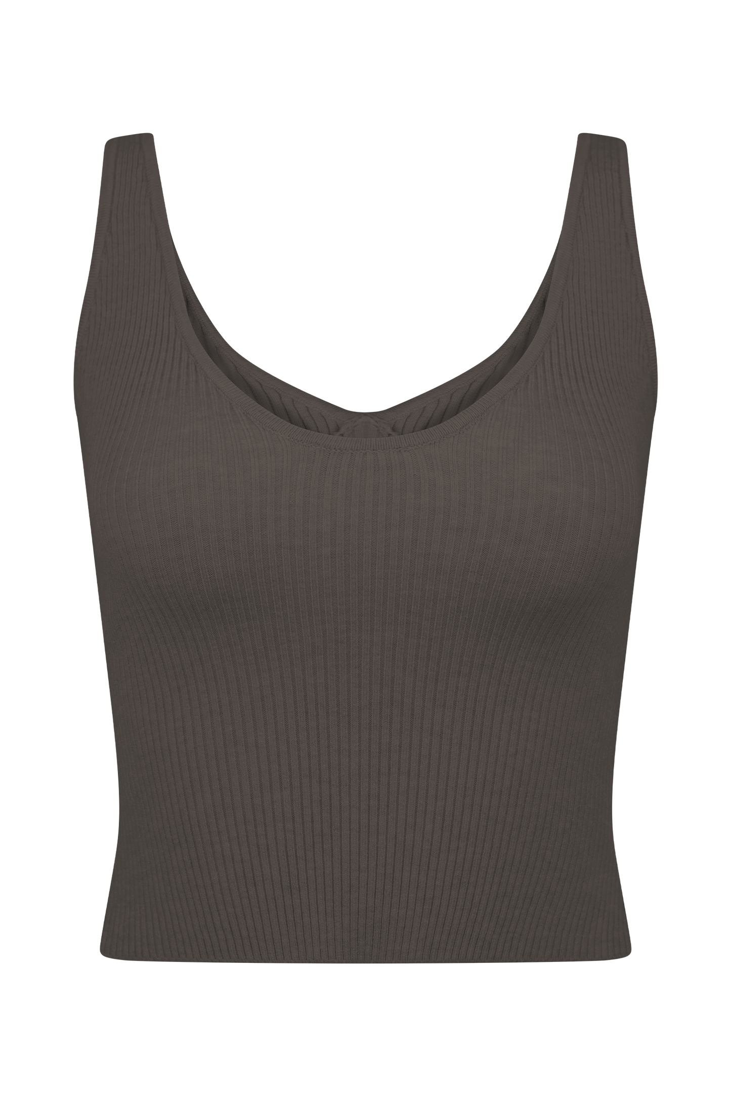 Natalya Ribbed Knit Cami Top - Dark Chocolate